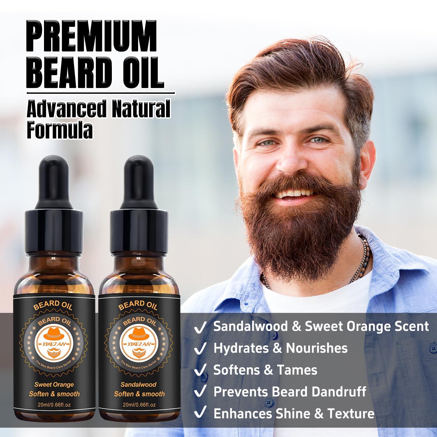 XIKEZAN beard balm provides hold and softness.