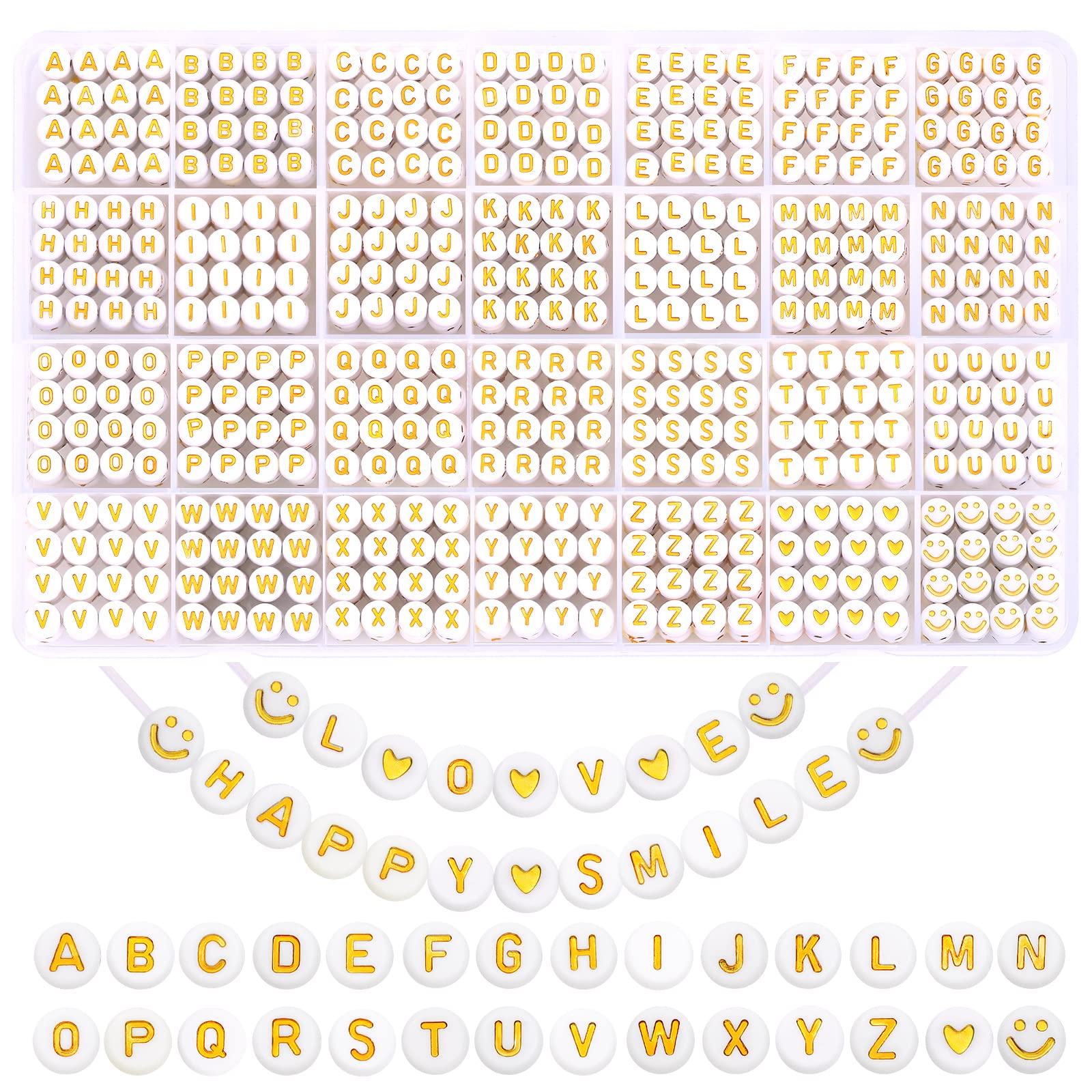 XIMISHOP gold alphabet beads 4x7mm for personalized name bracelets and jewelry.