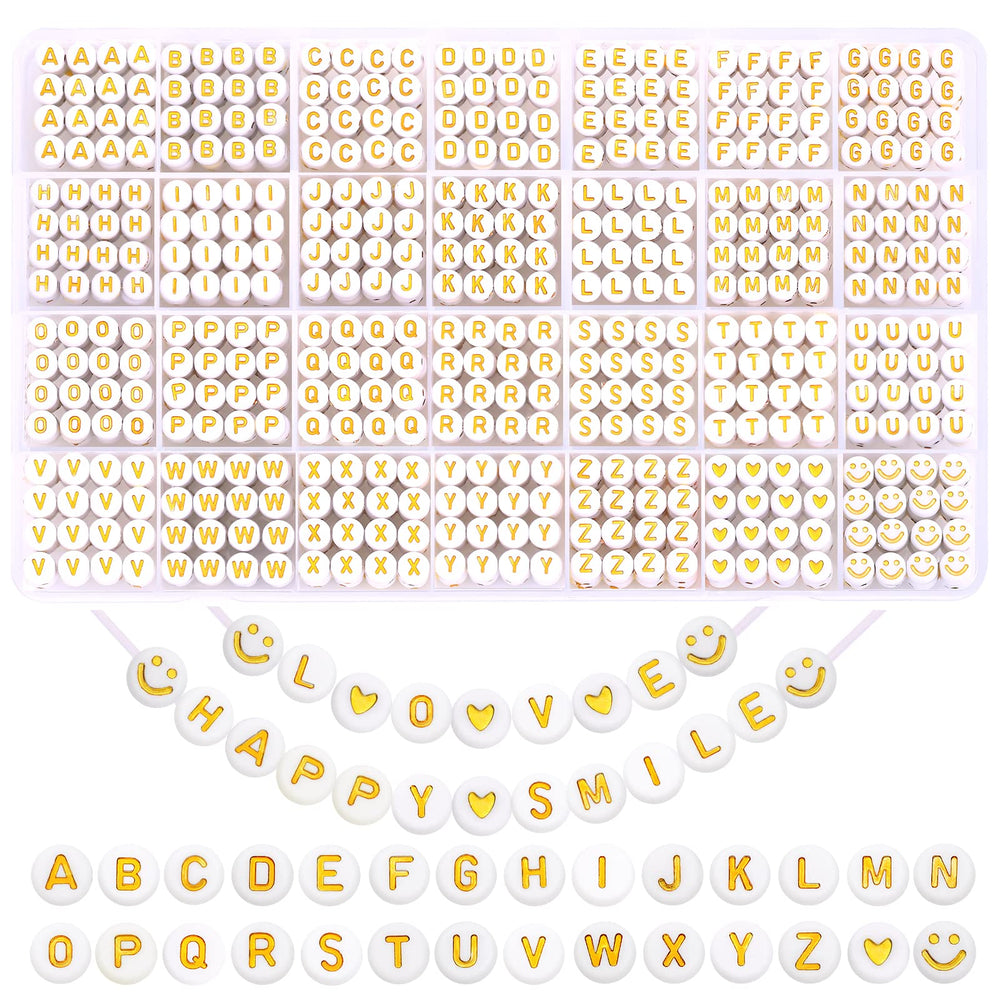 XIMISHOP gold alphabet beads 4x7mm for personalized name bracelets and jewelry.