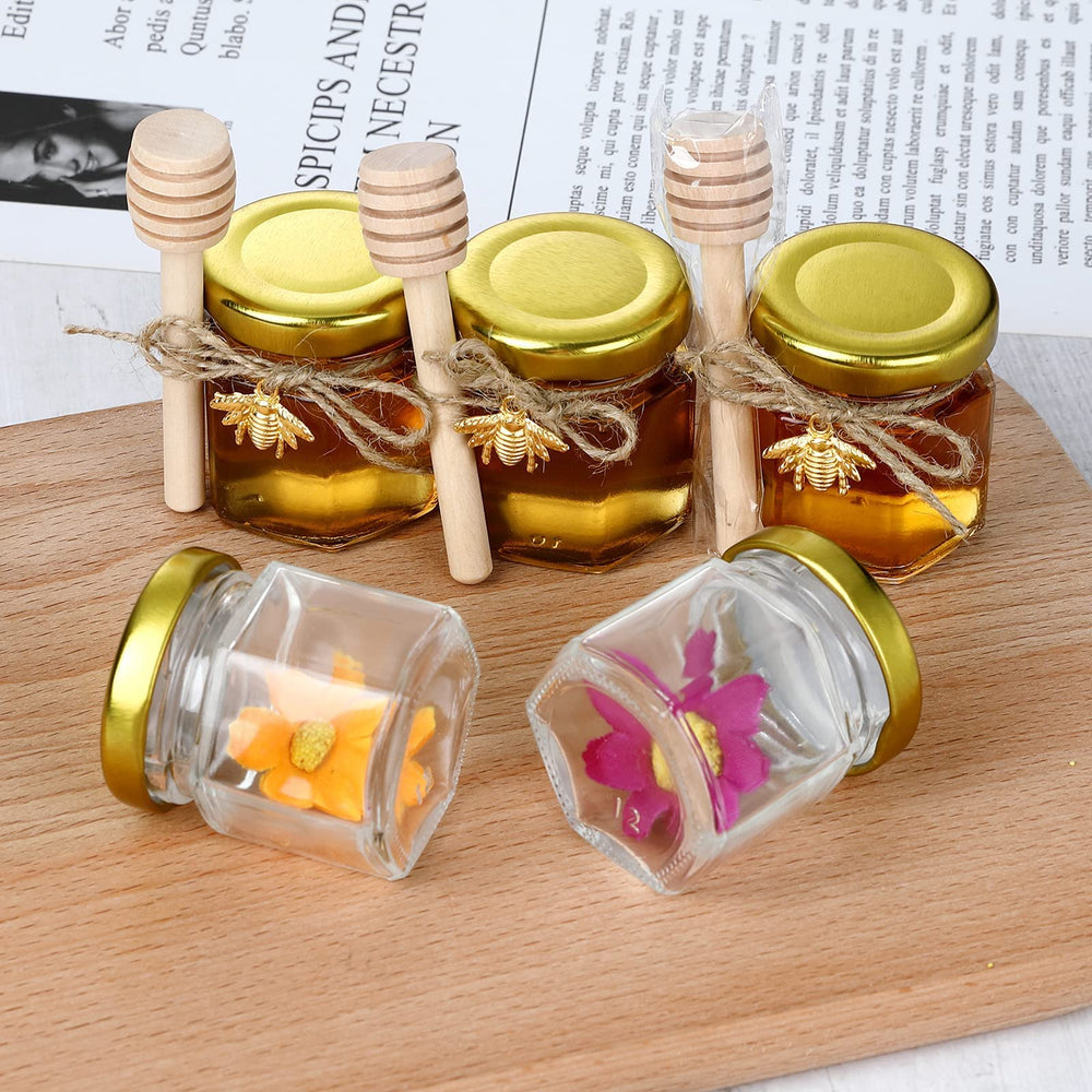 XING-RUIYANG close-up of hexagon glass honey jar with lid