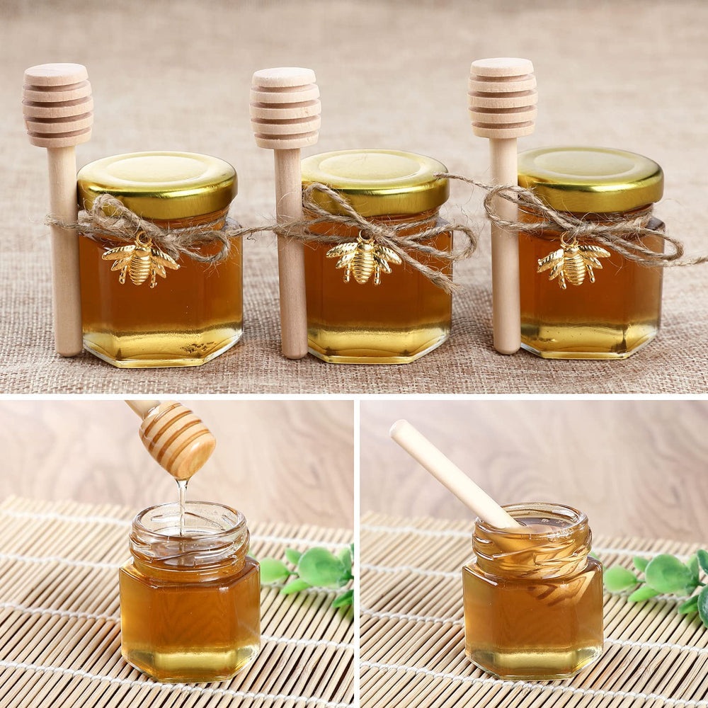 XING-RUIYANG 1.5oz hexagon jar with wood dipper, durable and reusable