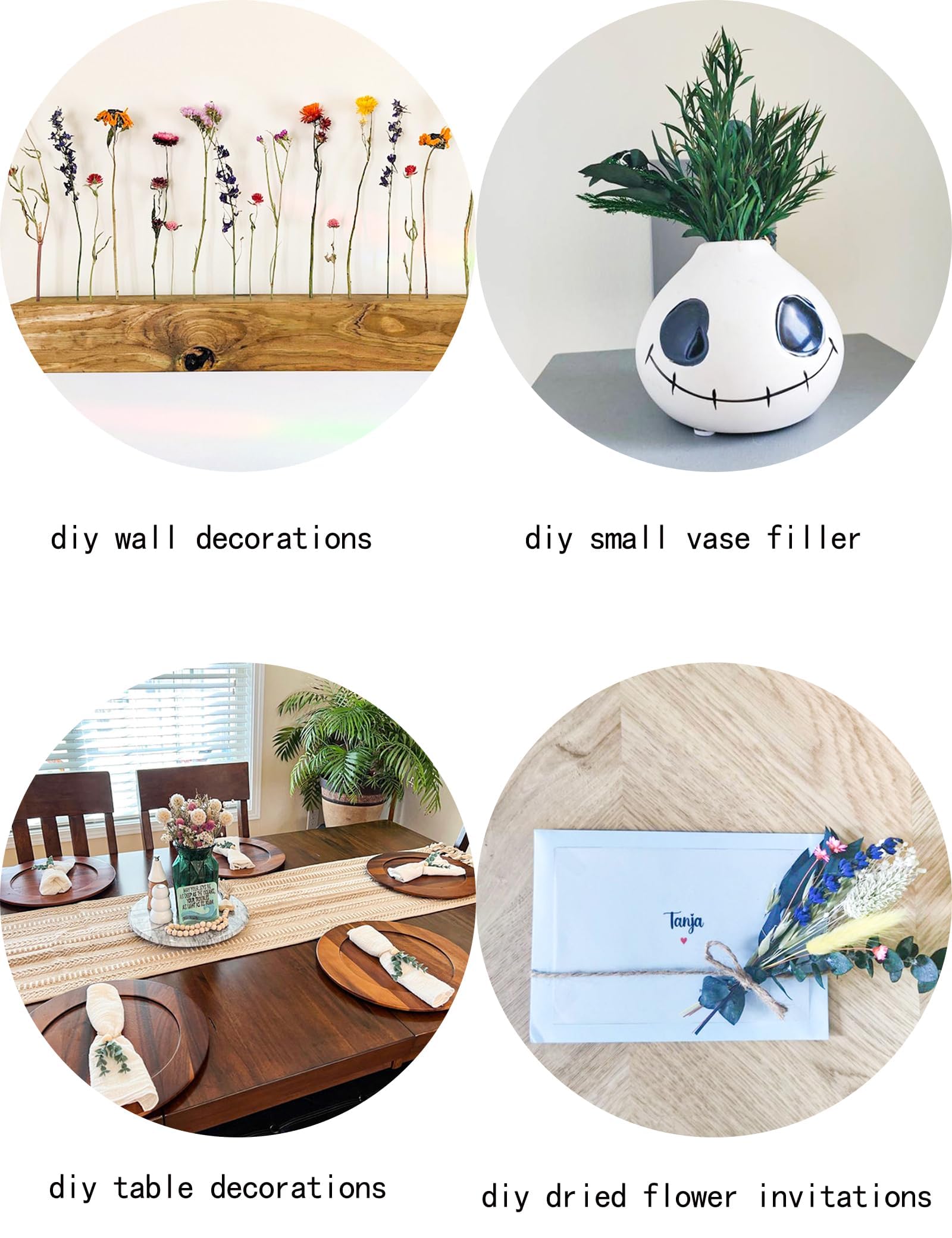 Xin's Convey pine boughs dried greens for seasonal table accents.