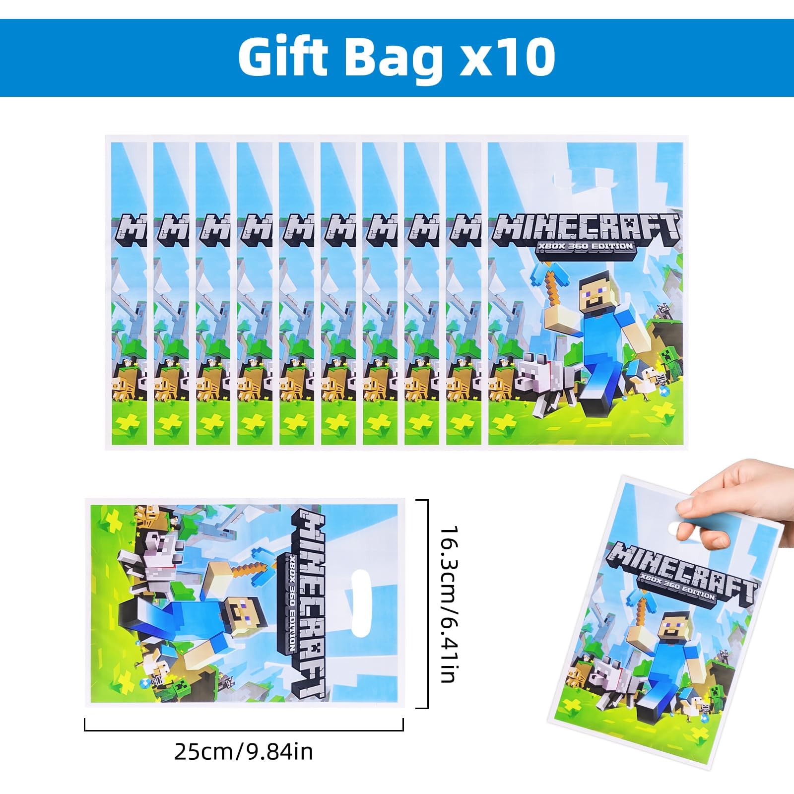 Xioose Pixel Style 10 gift bags, premium paper, ready for favors.