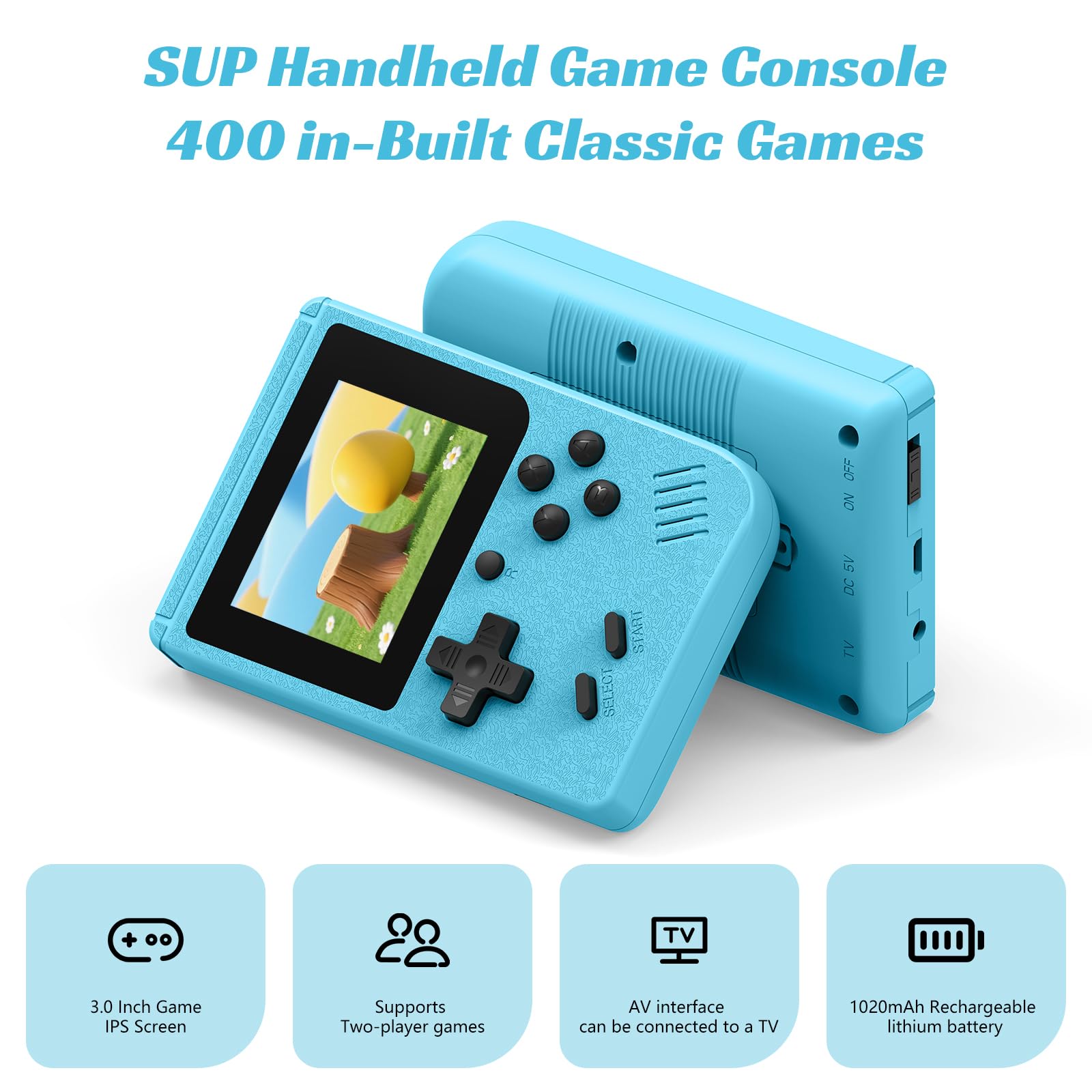 Xiskt mini retro handheld console with 3-inch screen for crisp portable play