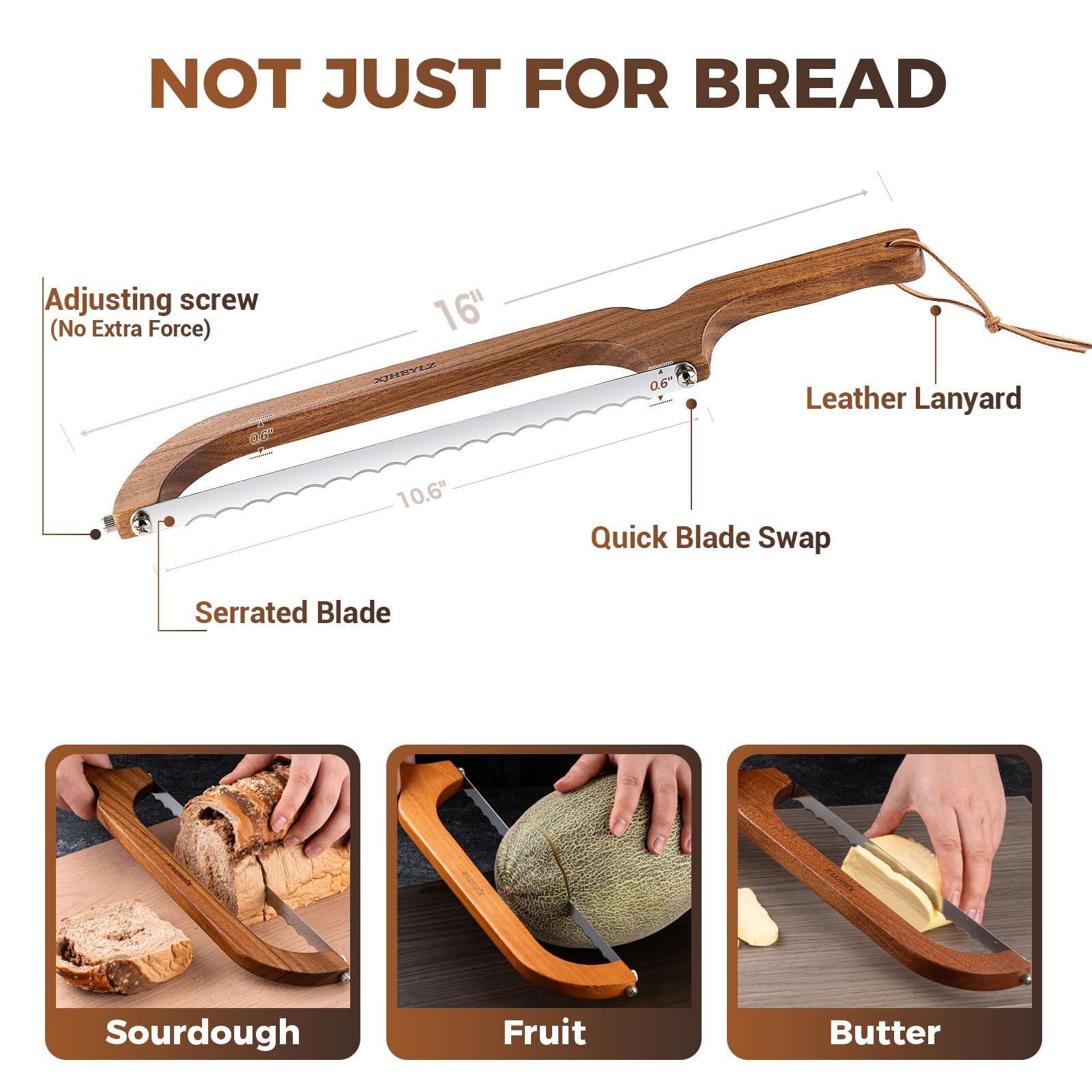 Effortlessly slices crusty loaves without crushing the soft interior