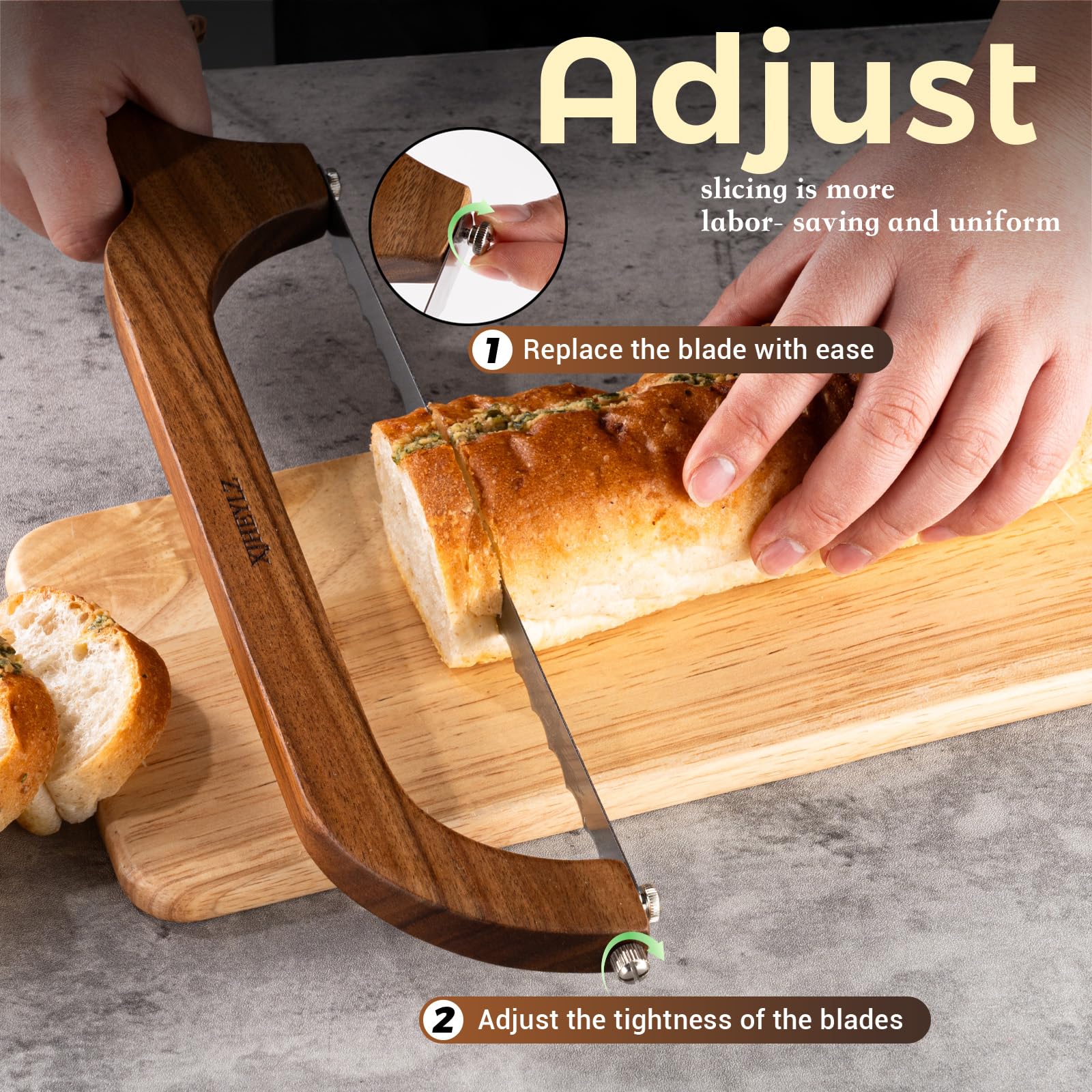 XJHEYLZ wooden handle with ergonomic bow design for comfortable grip