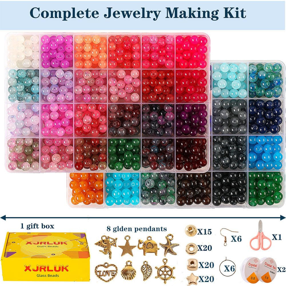 XJRLUK bead kit includes elastic string and scissors for easy jewelry making