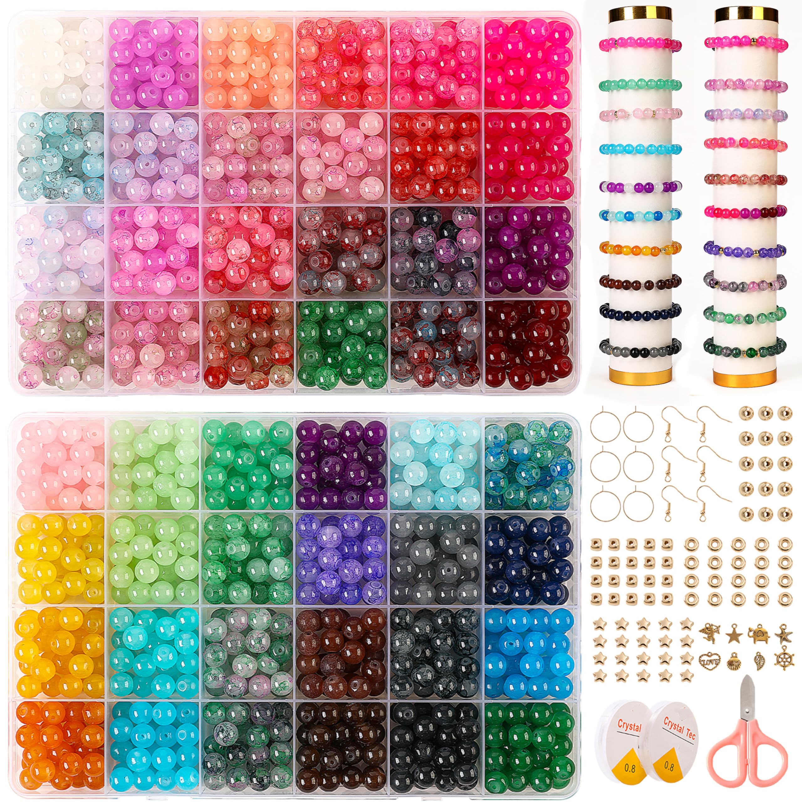XJRLUK glass beads 8mm with 48 colors for bright bracelets