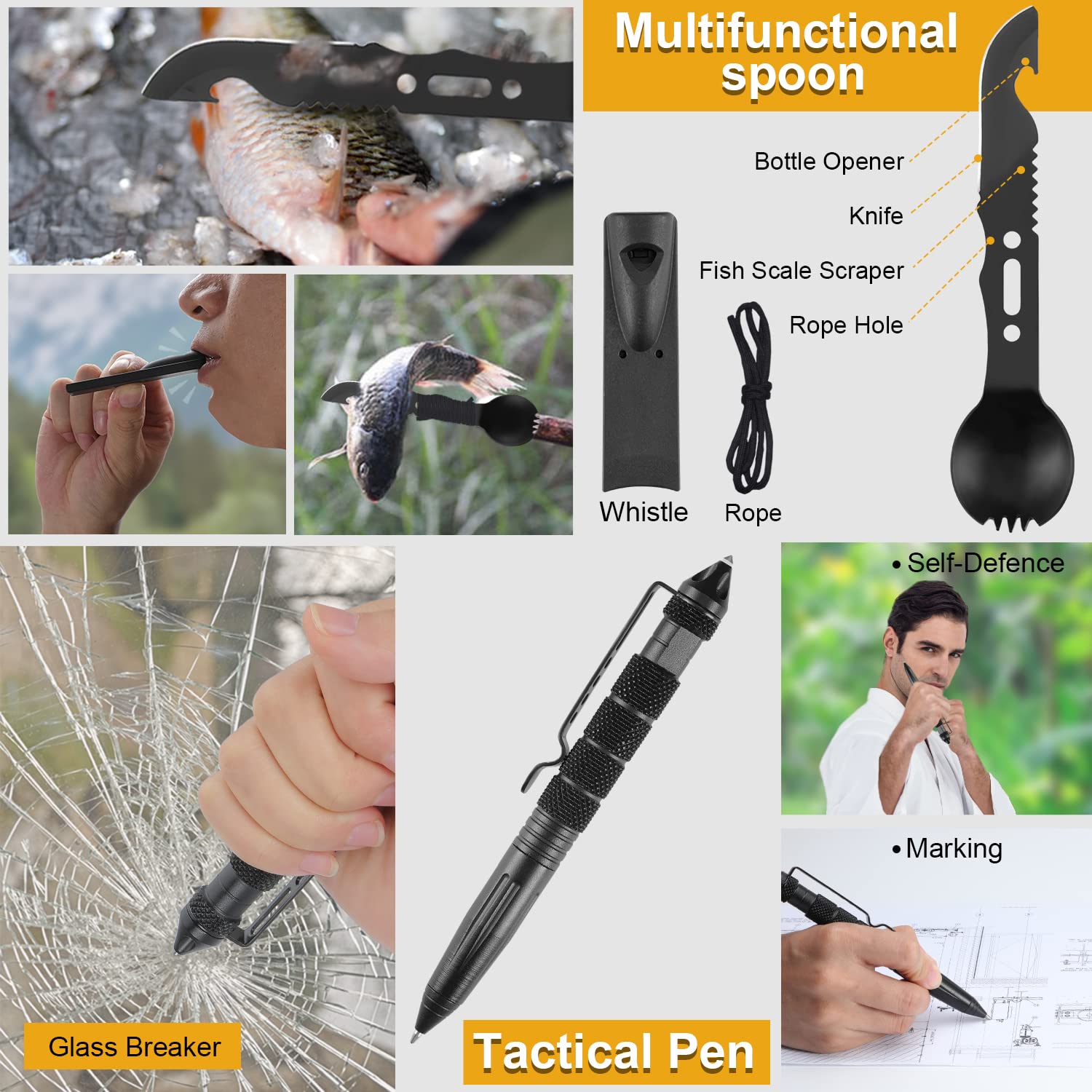 XKASE Survival Kit whistle for signaling during activities