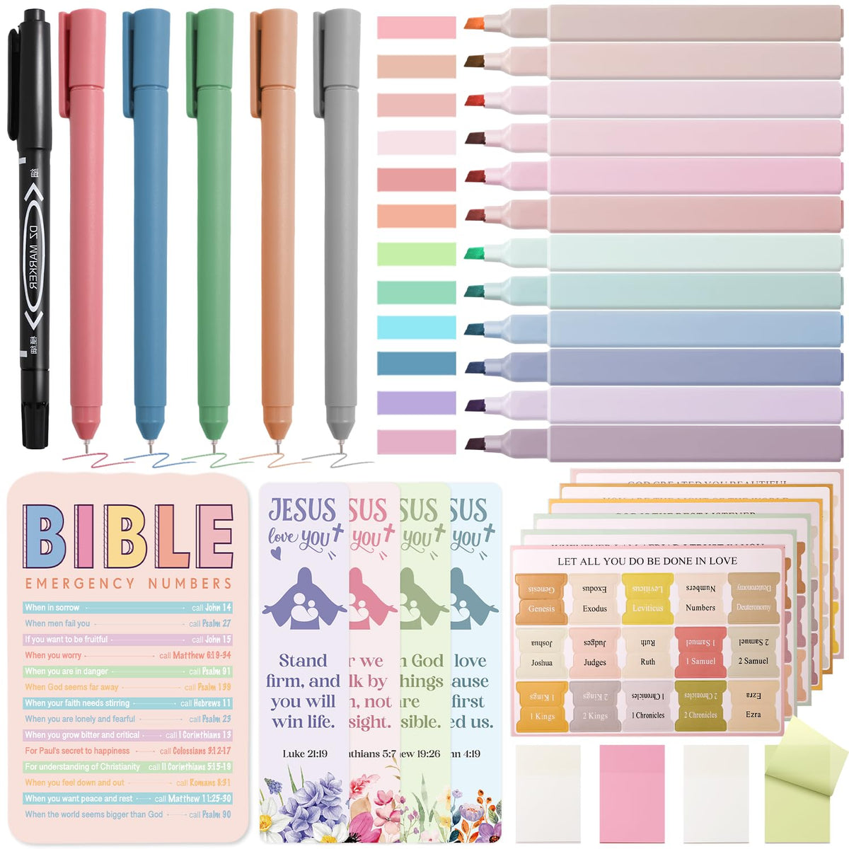 XKDOUS Bible Study Kit pastel highlighters for organized study notes