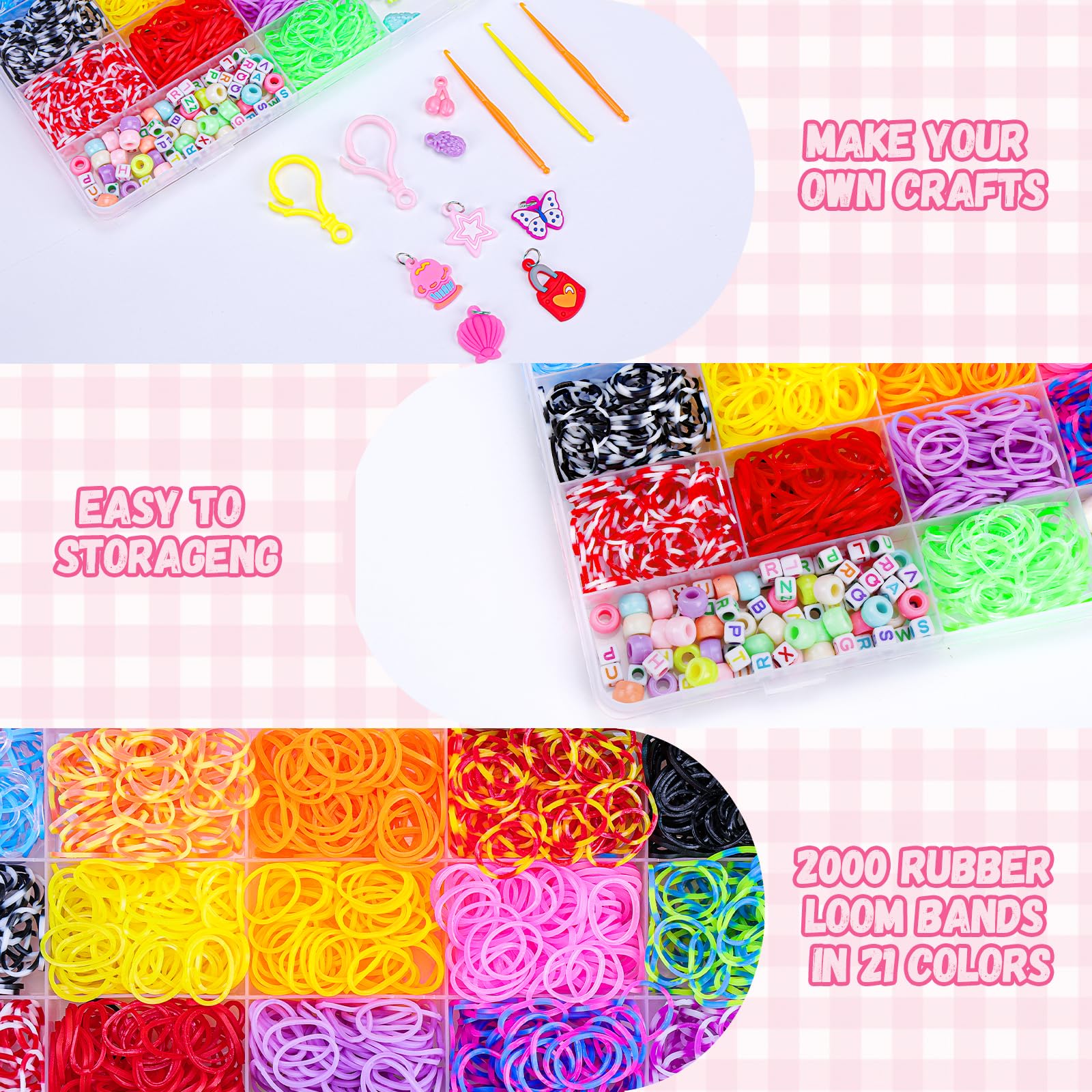 XKDOUS colorful rubber bands with 21 colors for vibrant, creative bracelets.