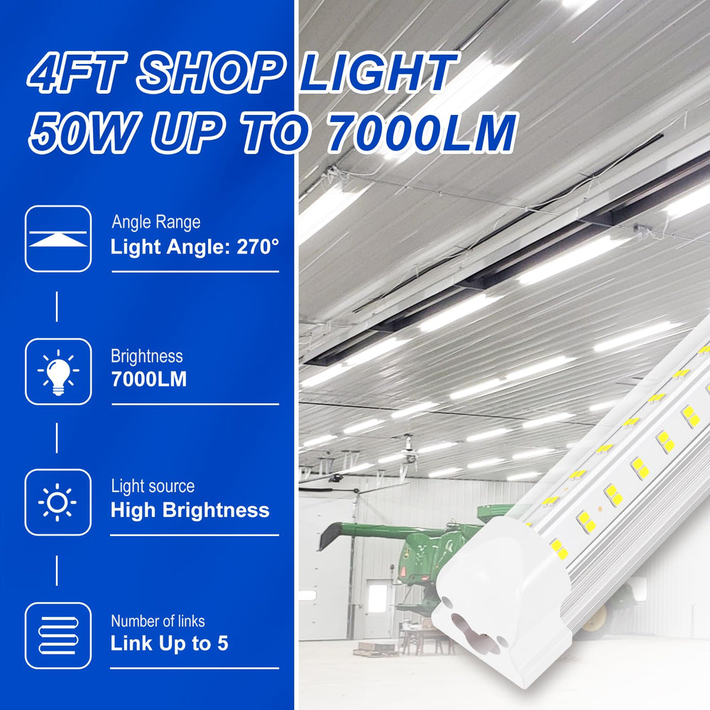 XLNYUUI Led Shop Light 4ft on/off switch for easy plug-and-play installation.