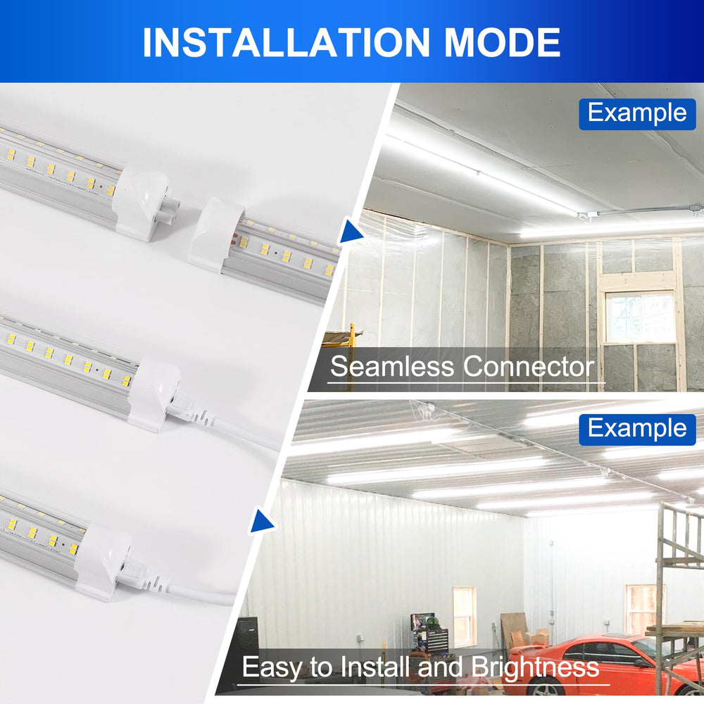 XLNYUUI LED shop lights offer 50W energy efficiency and a clear cover.