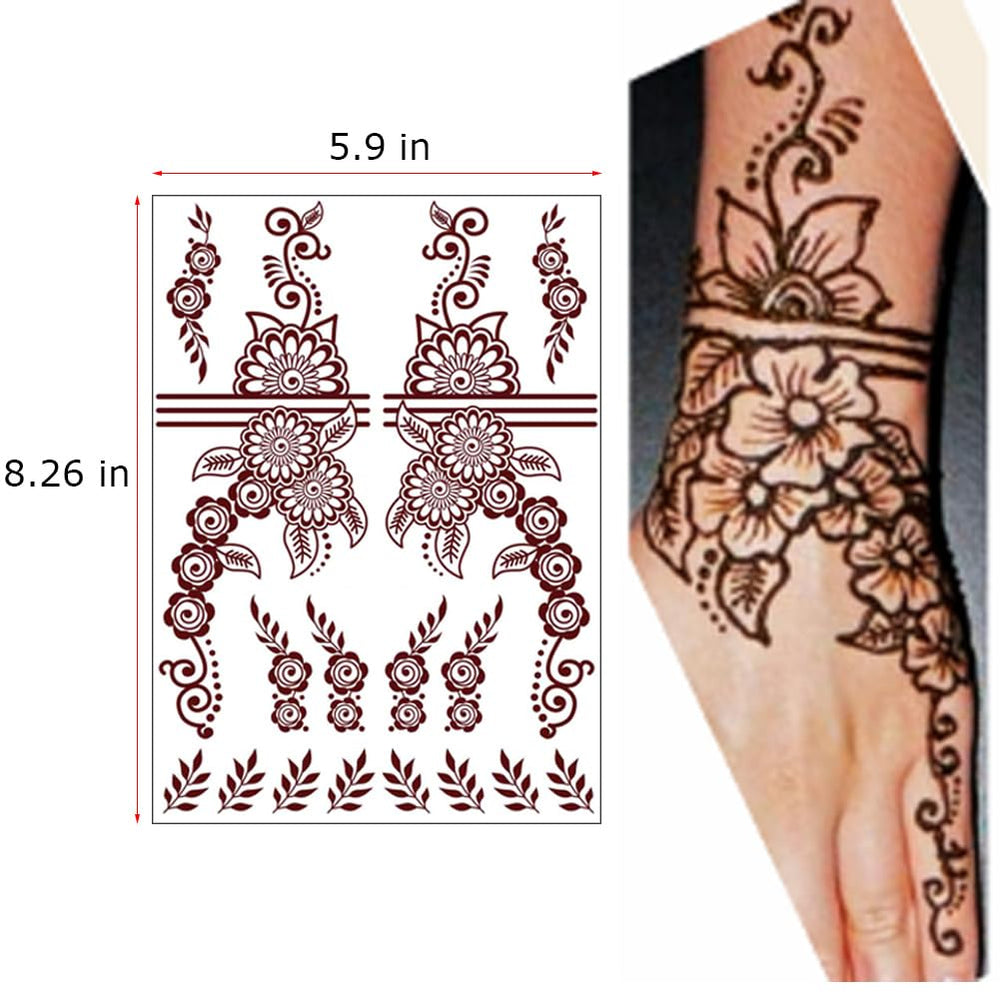 Xmasir brown henna tattoos on skin with detailed patterns