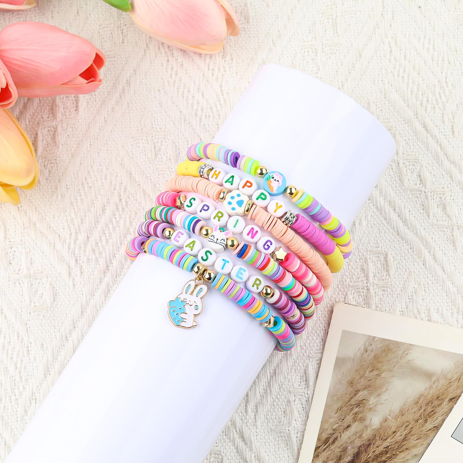 XMITHJLS adjustable 18 cm bracelets fit most wrists with stretchable elastic cords.