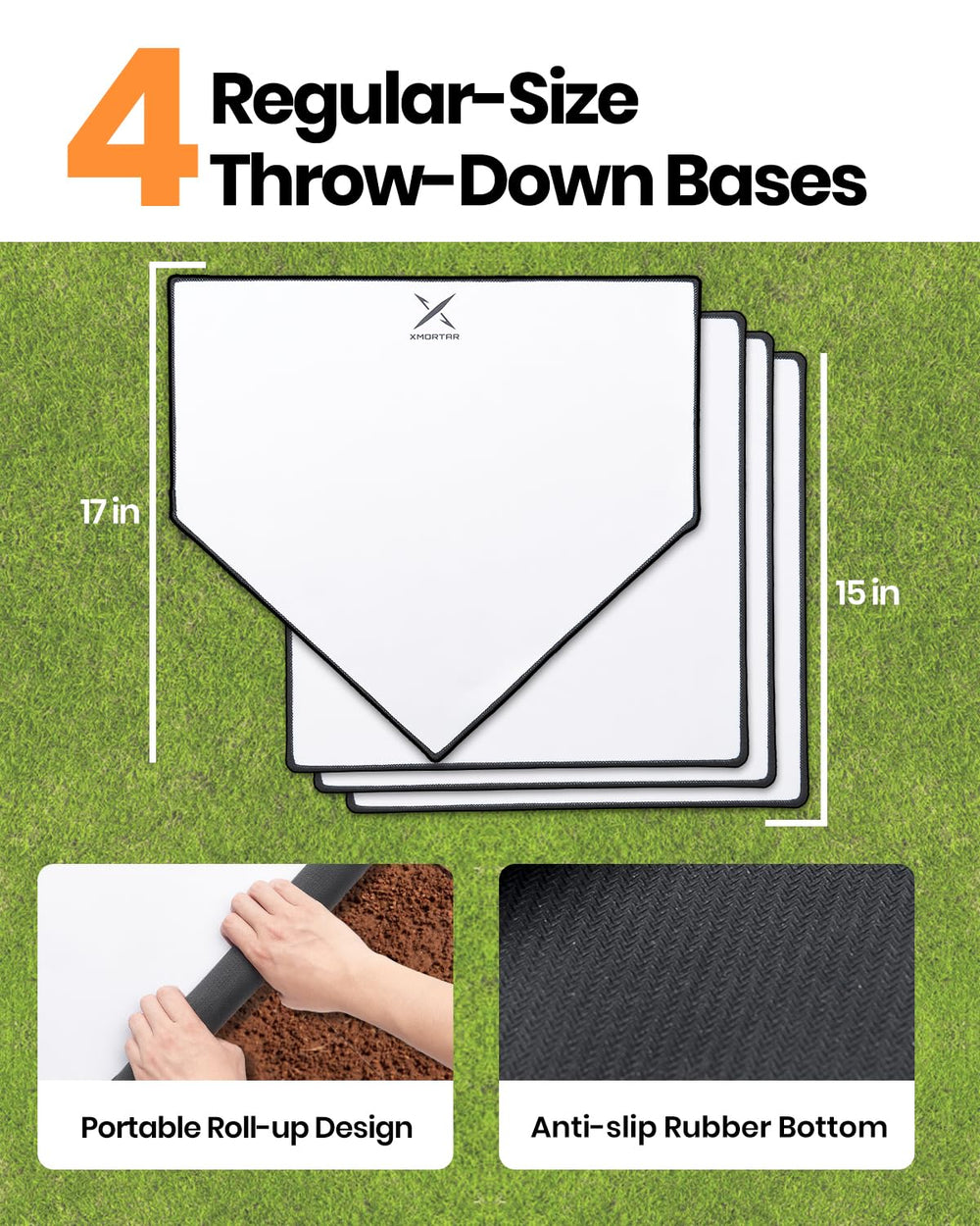 Xmortar throw-down bases ready for portable backyard games.