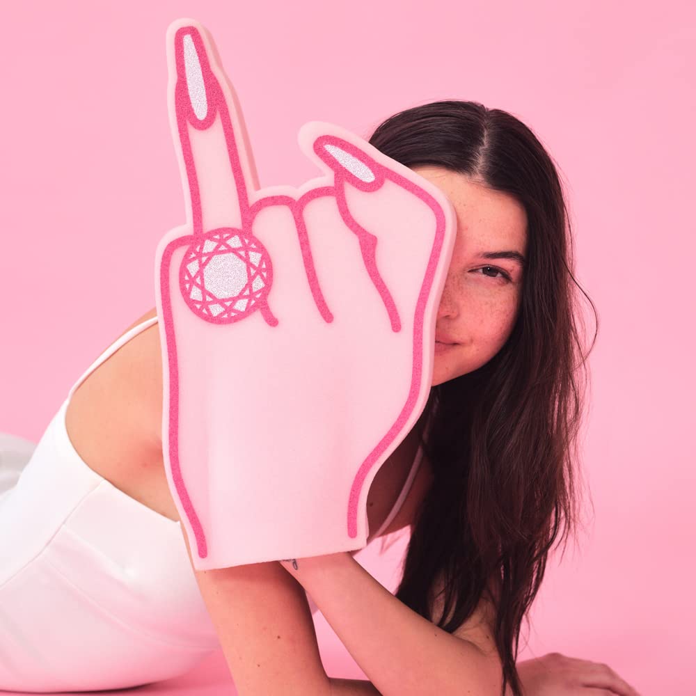 xo Fetti party gag foam finger ready for photo moments and celebrations.