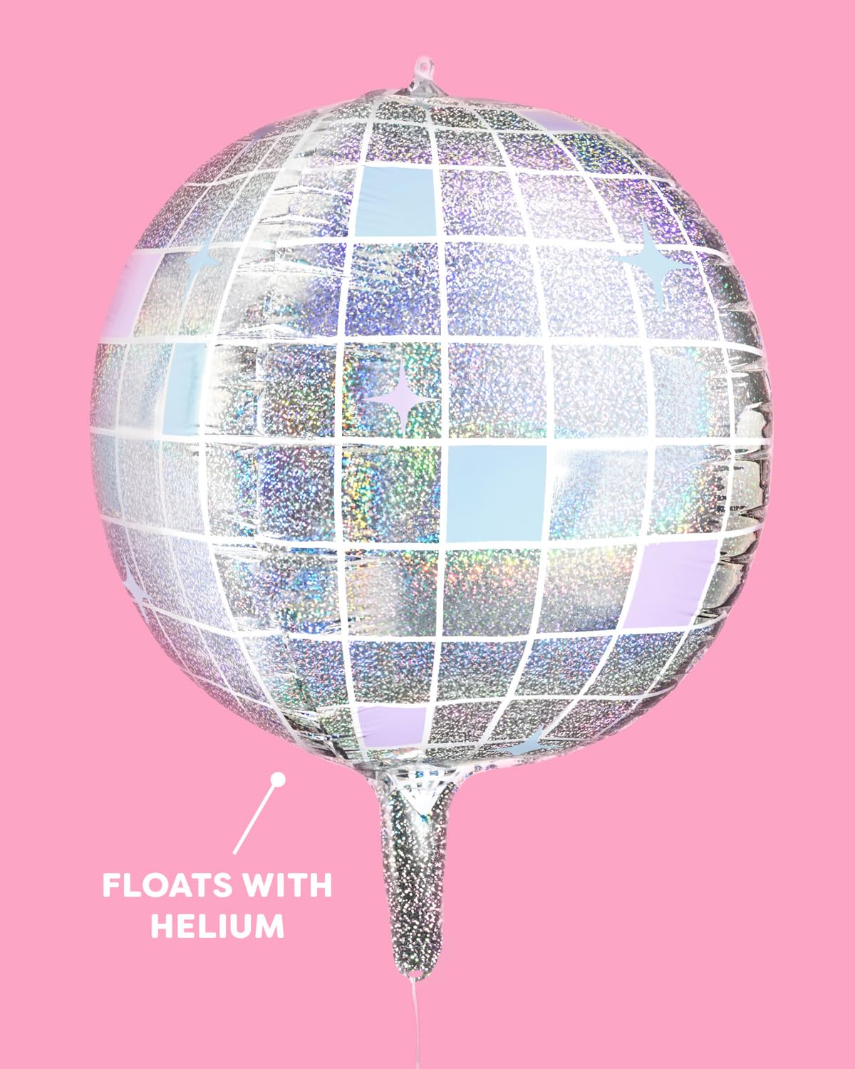 xo, Fetti bachelorette party disco-ball balloons create a retro vibe for photos.