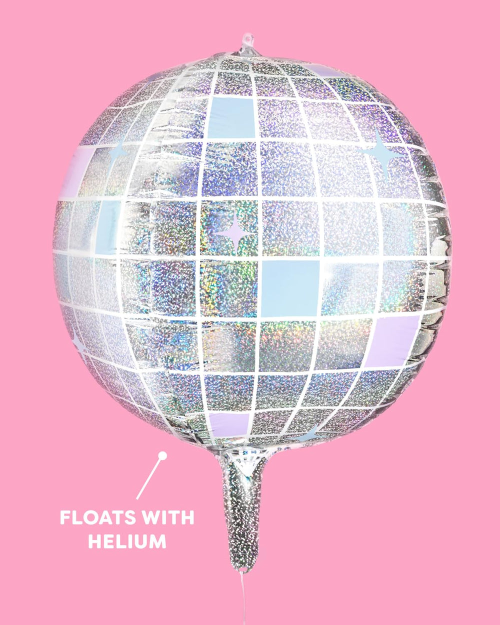 xo, Fetti bachelorette party disco-ball balloons create a retro vibe for photos.