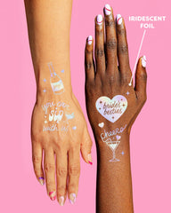 xo Fetti Cheers Bachelorette tattoos with golden-sparkle foil for easy DIY decor and guest engagement.