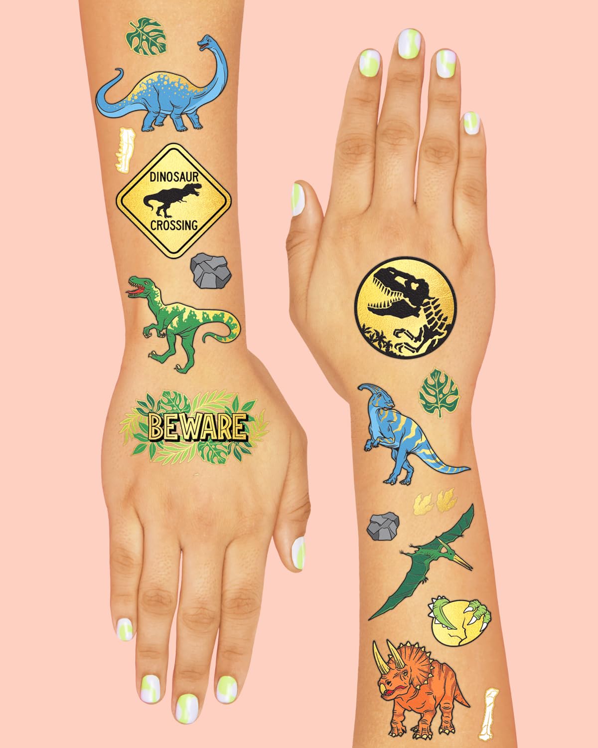 xo Fetti Pterosaur tattoo with metallic shine for eye-catching wear.