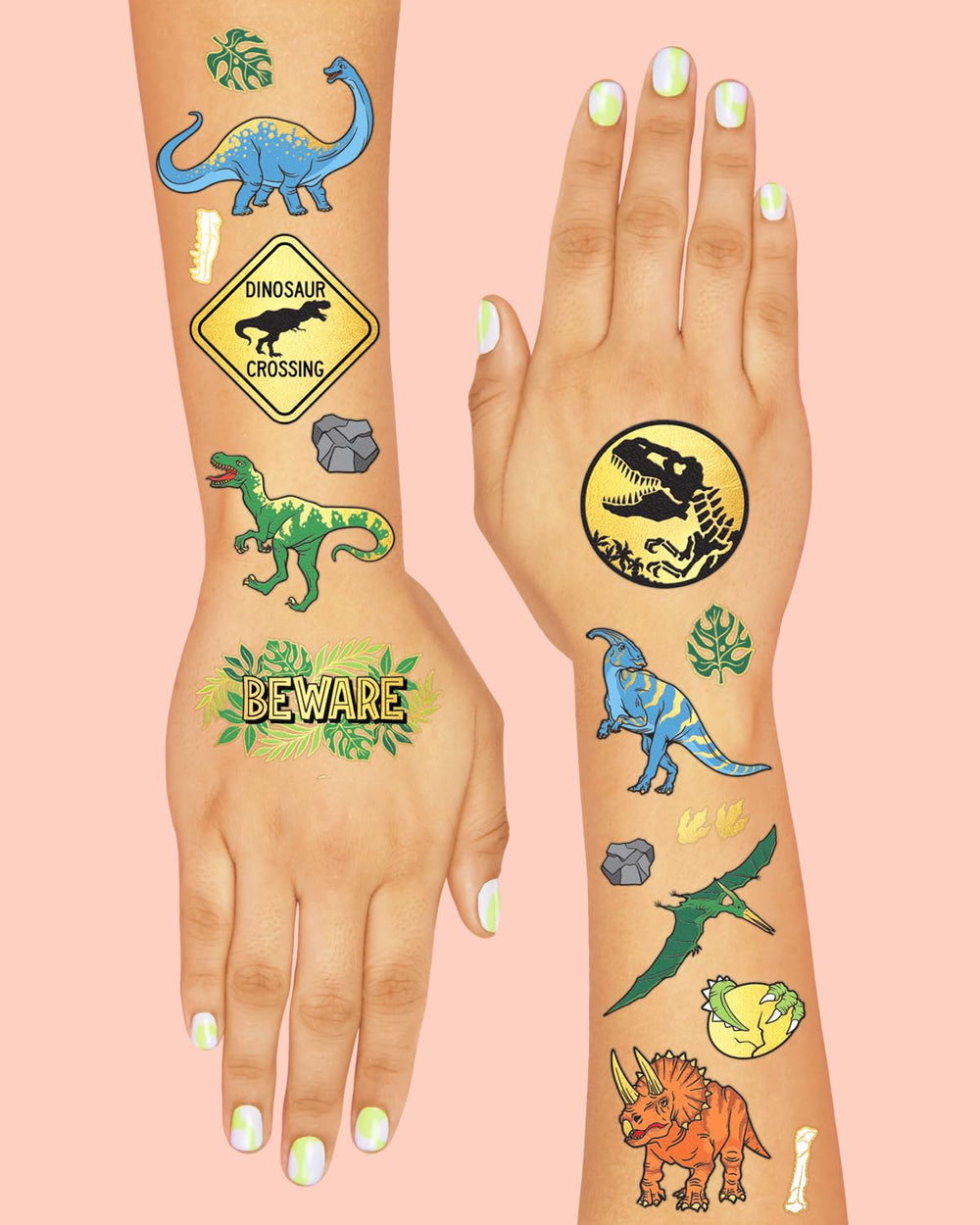 xo Fetti Pterosaur tattoo with metallic shine for eye-catching wear.