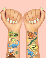 xo Fetti Triceratops tattoo in gold foil for sparkly dinosaur fun.