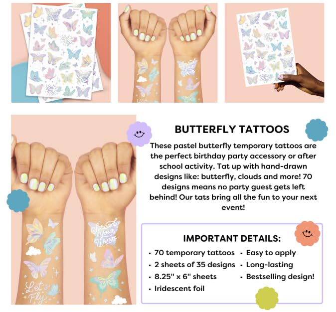xo Fetti pastel butterfly tattoos flowers bring soft color to crafts and activities