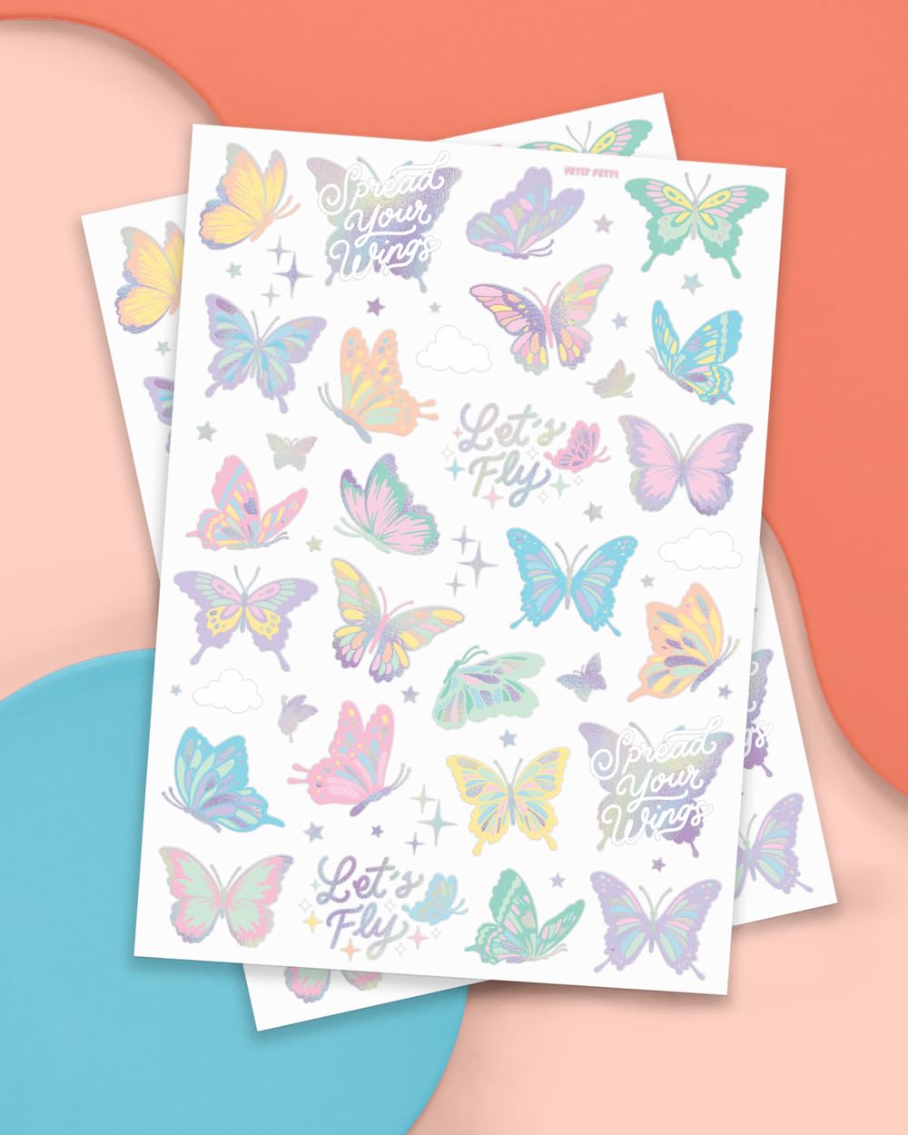 xo Fetti pastel butterfly tattoos sheet B adds shimmering butterfly designs for crafts