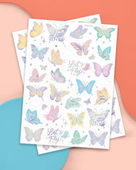 xo Fetti pastel butterfly tattoos sheet B adds shimmering butterfly designs for crafts