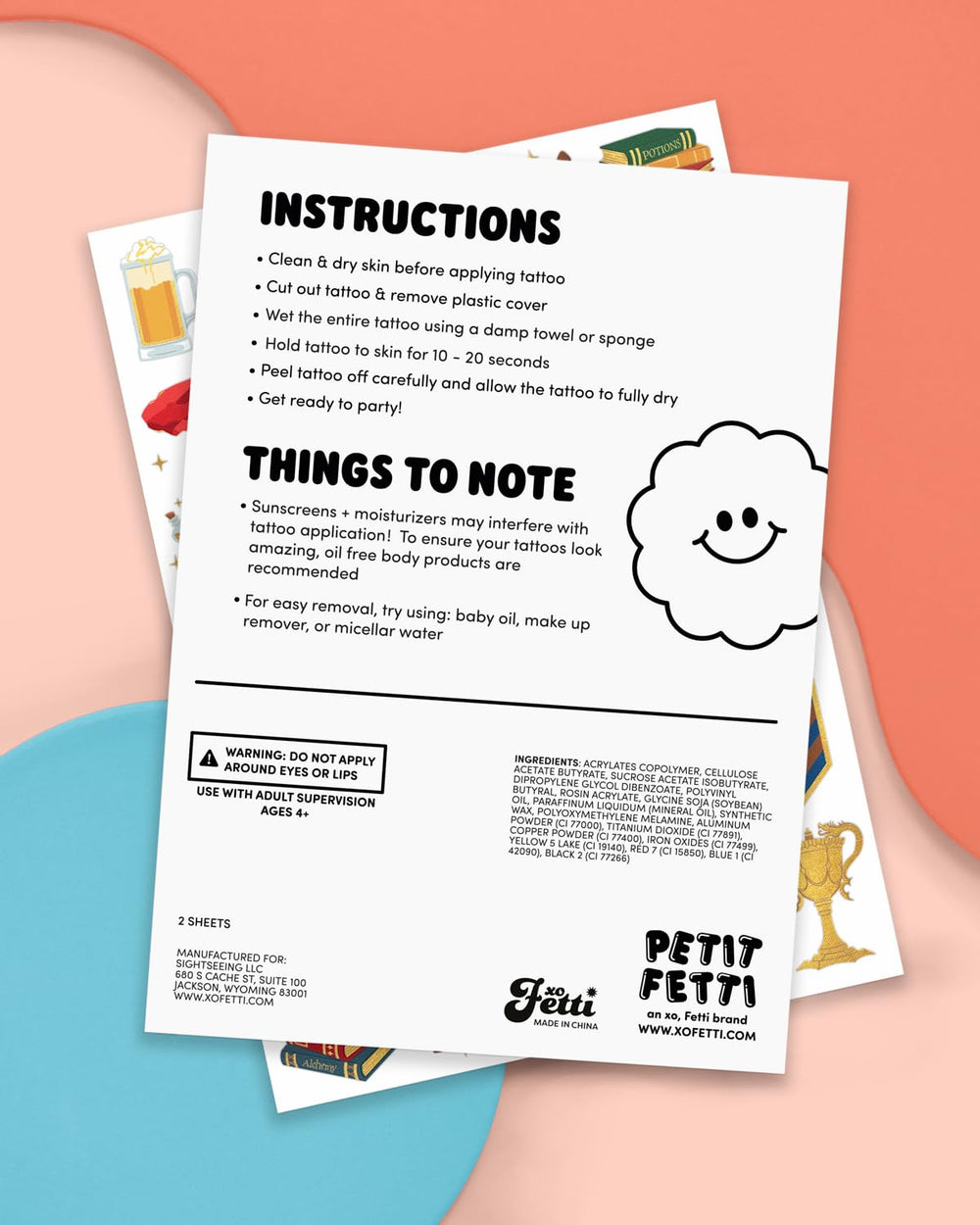 xo, Fetti Wizard Party tattoos sheets provide quick, shareable accessories