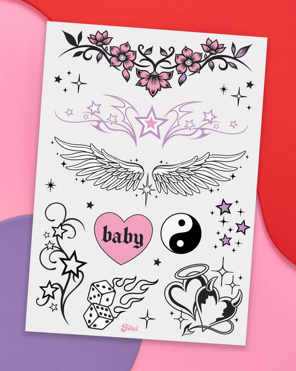 xo, Fetti Y2K tattoo angel phrases for playful style