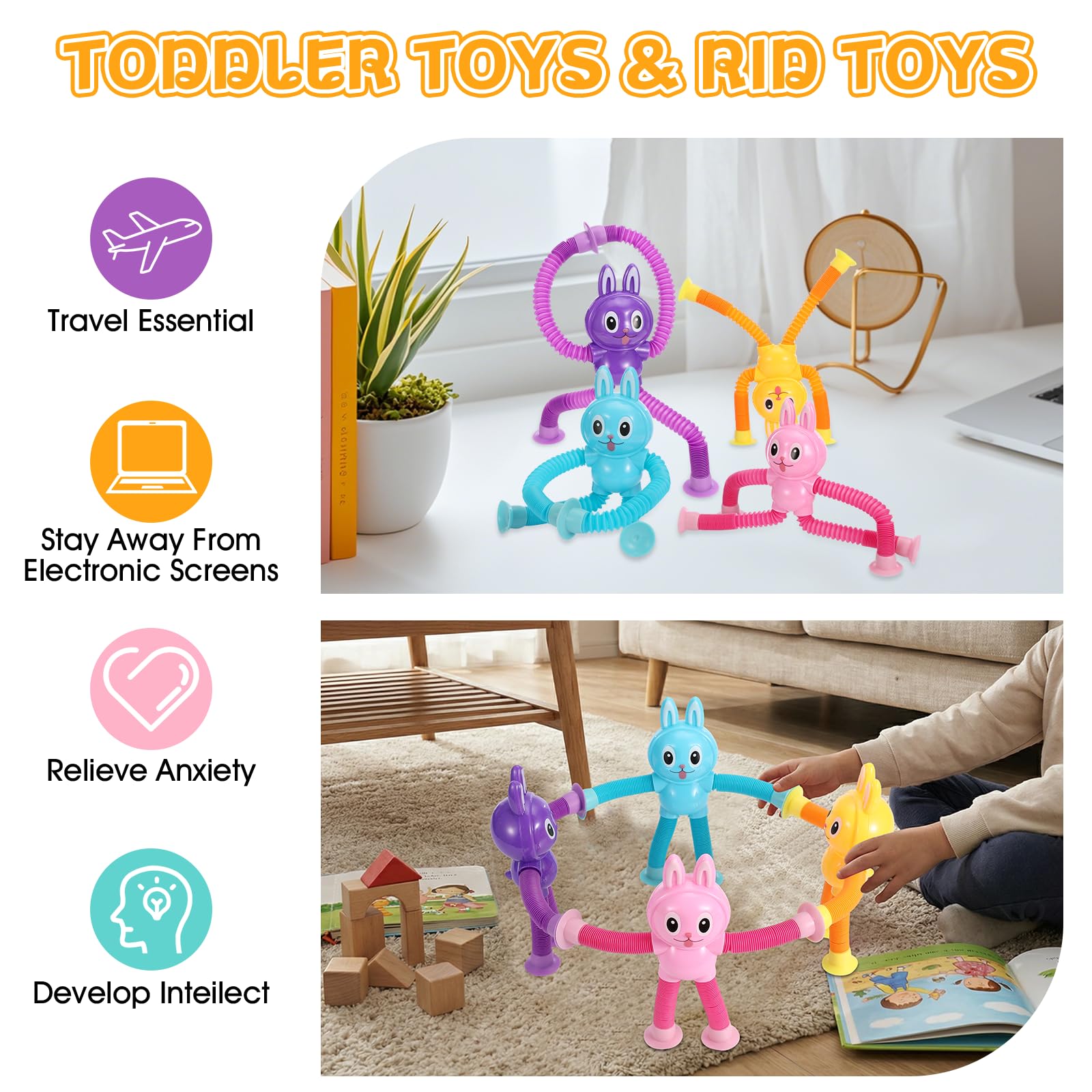 XONTEUS bunny with strong suction cups sticks to windows for hands-on entertainment during trips.
