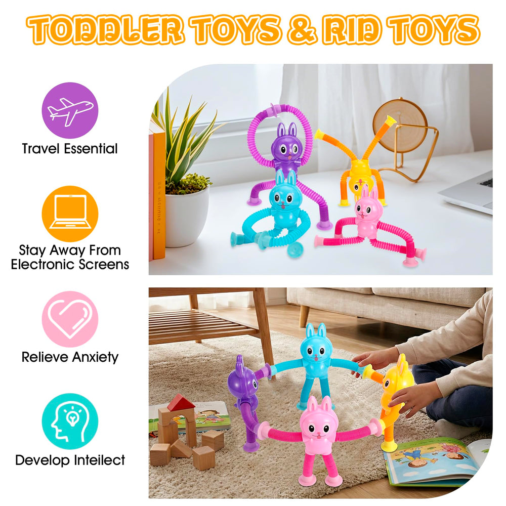 XONTEUS bunny with strong suction cups sticks to windows for hands-on entertainment during trips.