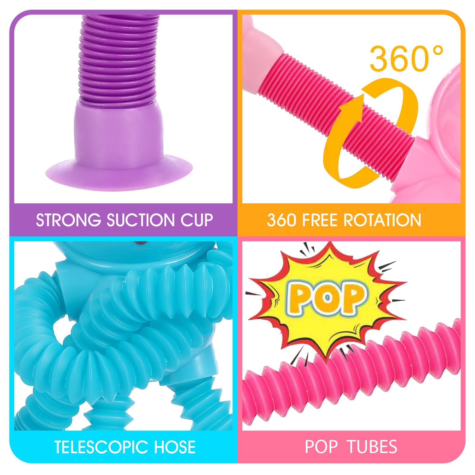 XONTEUS purple pop tubes bunny supports stretch-bend play and creative shape building anywhere.