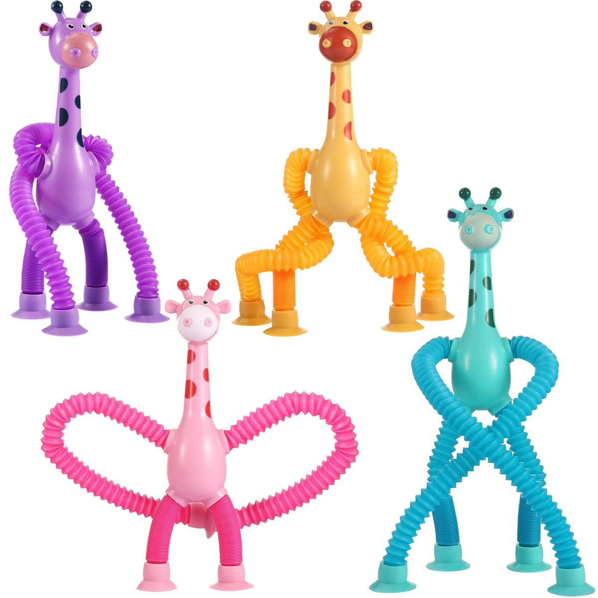 XONTEUS giraffe travel toy blue with suction cup for windows, engaging kids during flights