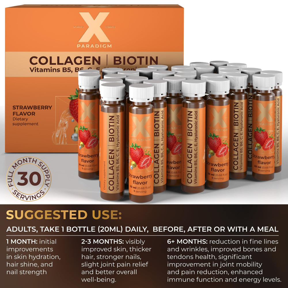 30 bottles in the box representing a full month of collagen shots