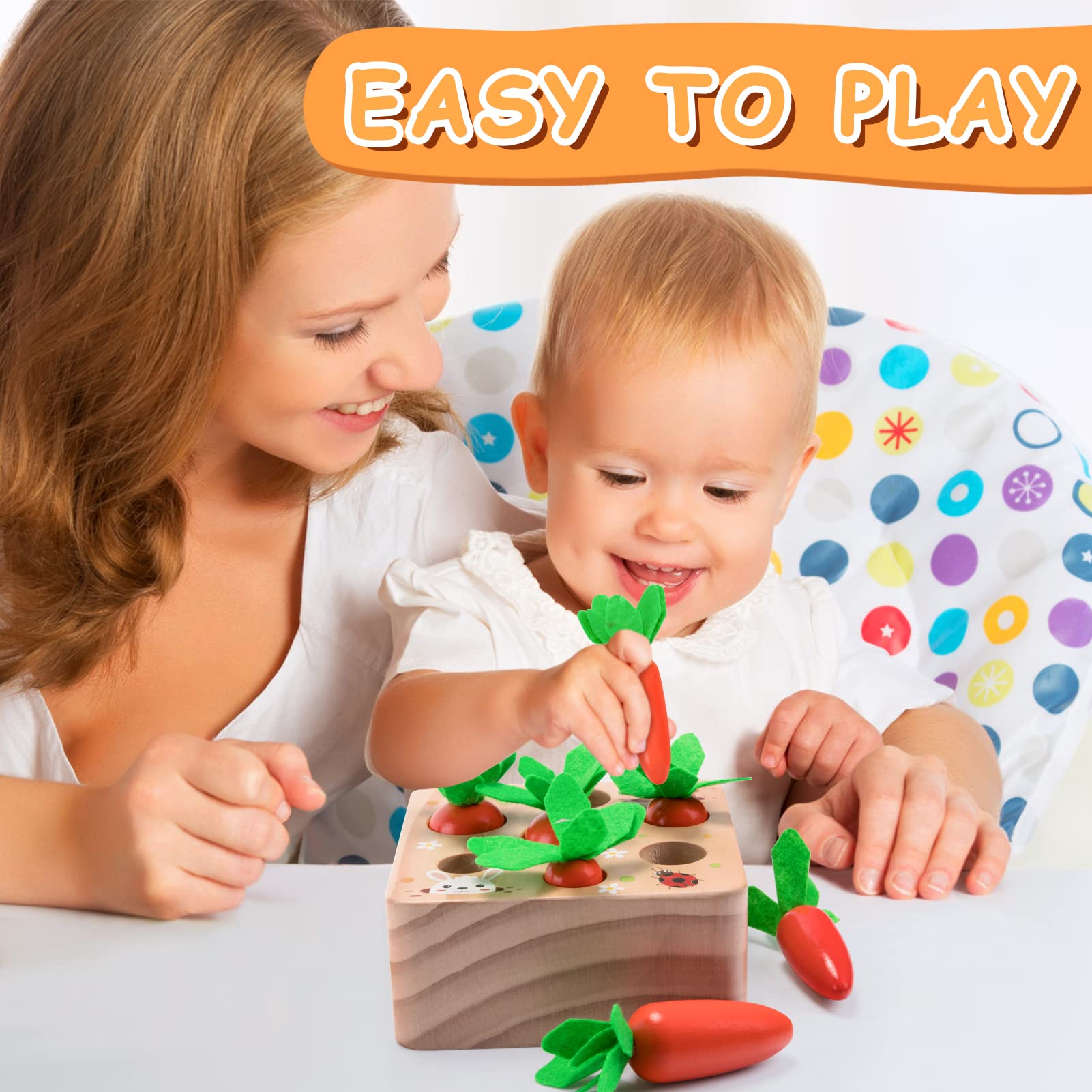 XPIY Montessori Carrots Harvest toy, gift-ready packaging, ideal for birthdays and Easter.