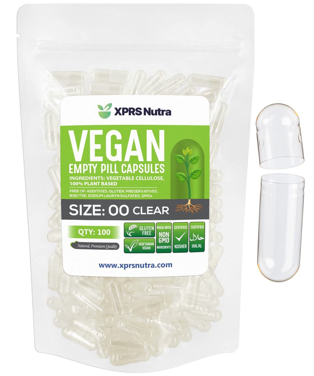 XPRS Nutra Size 00 empty capsules in clear shell for precise filling