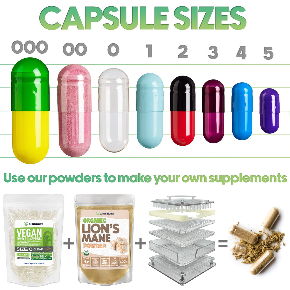 XPRS Nutra Size 00 vegan capsules made from HPMC for digestion-friendly use