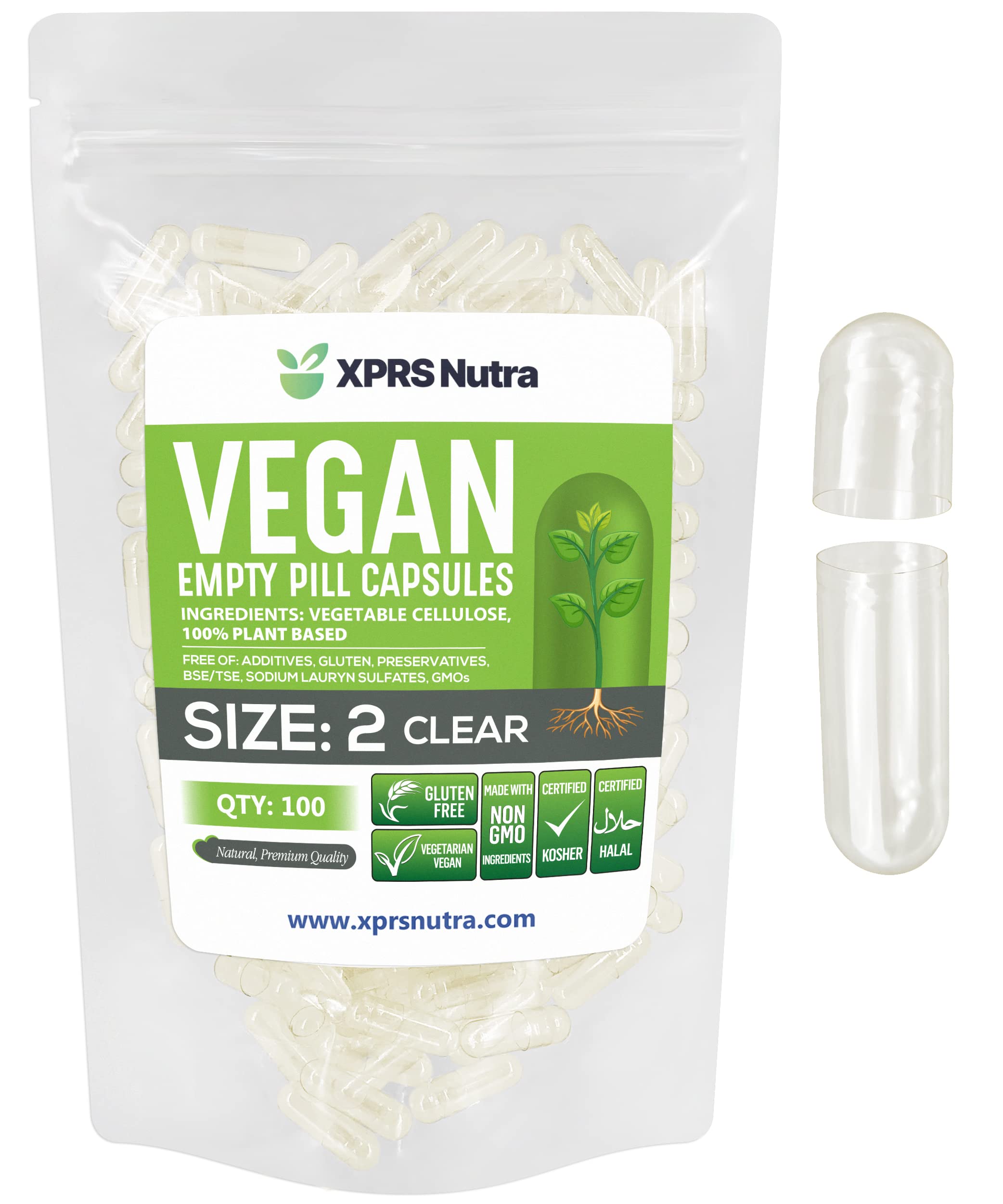XPRS Nutra Size 2 clear capsule ideal for precise DIY filling.