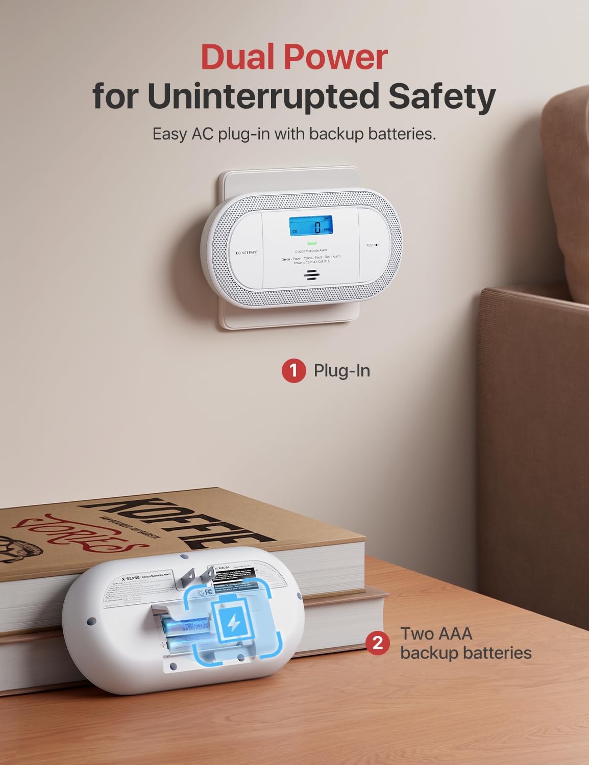 X-Sense compact CO detector designed for travel in luggage