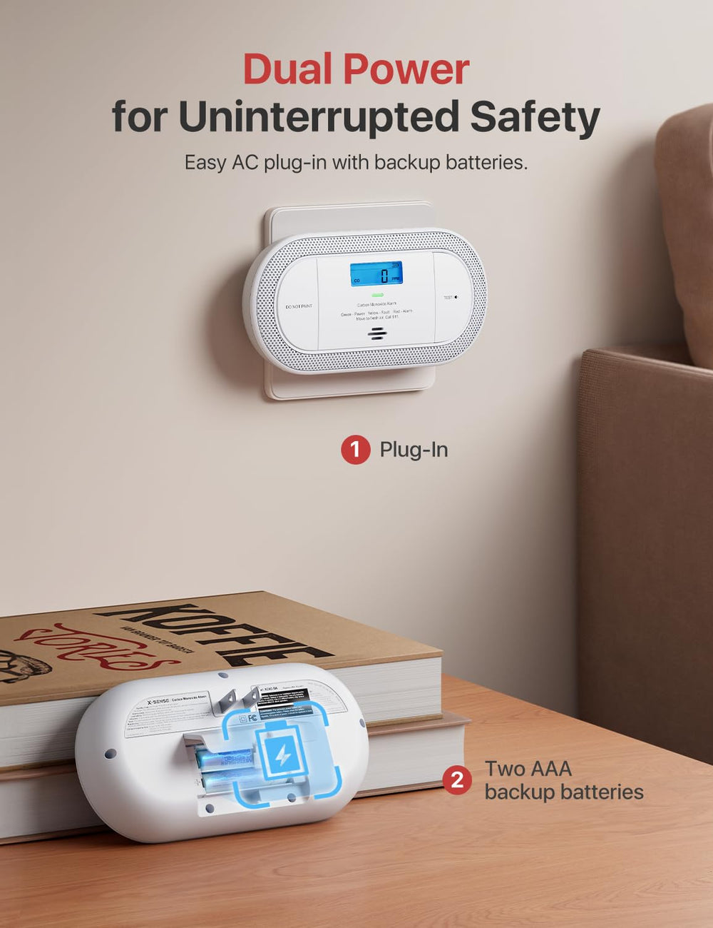 X-Sense compact CO detector designed for travel in luggage