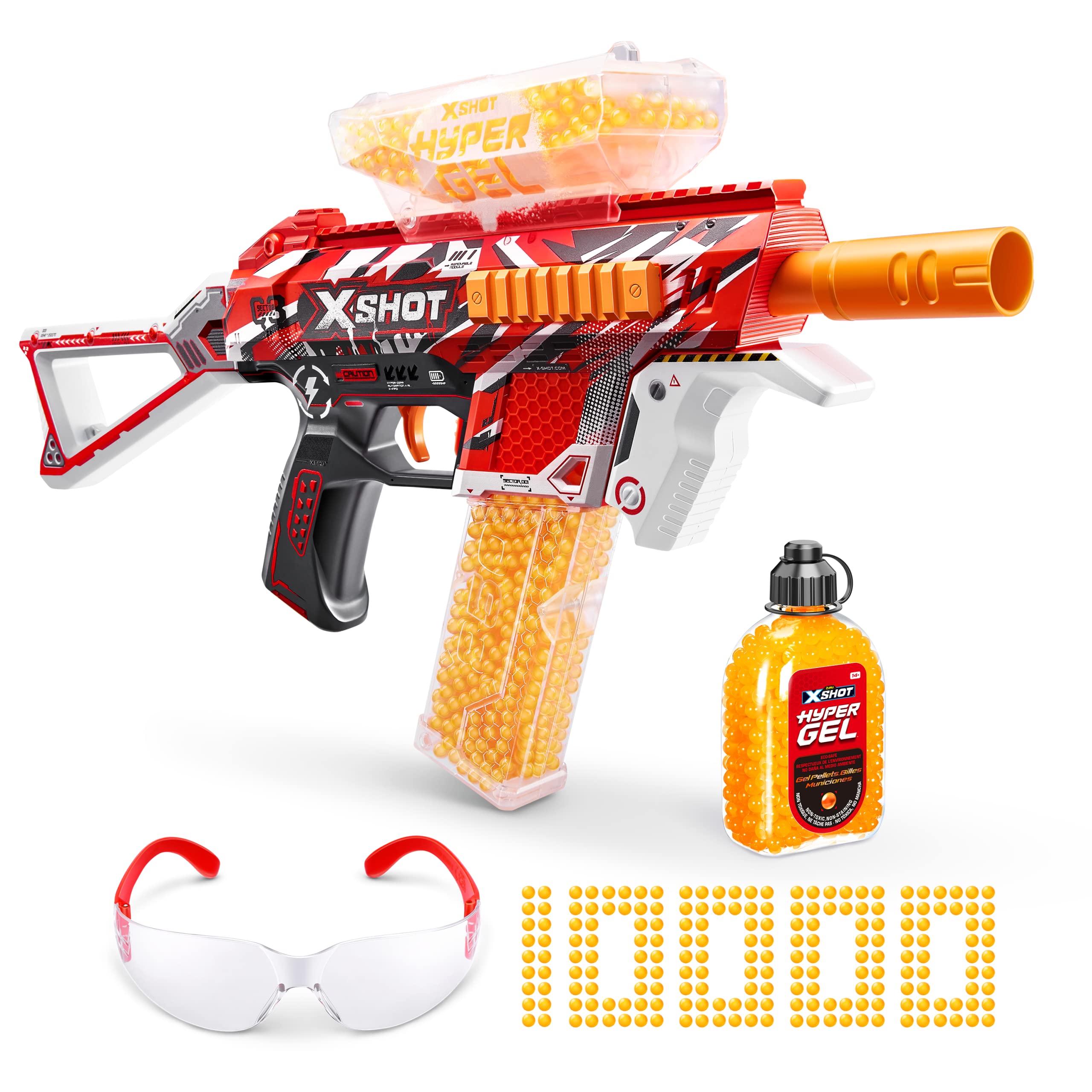 XSHOT Hyper Gel Trace Fire blaster in action for high-speed target practice.