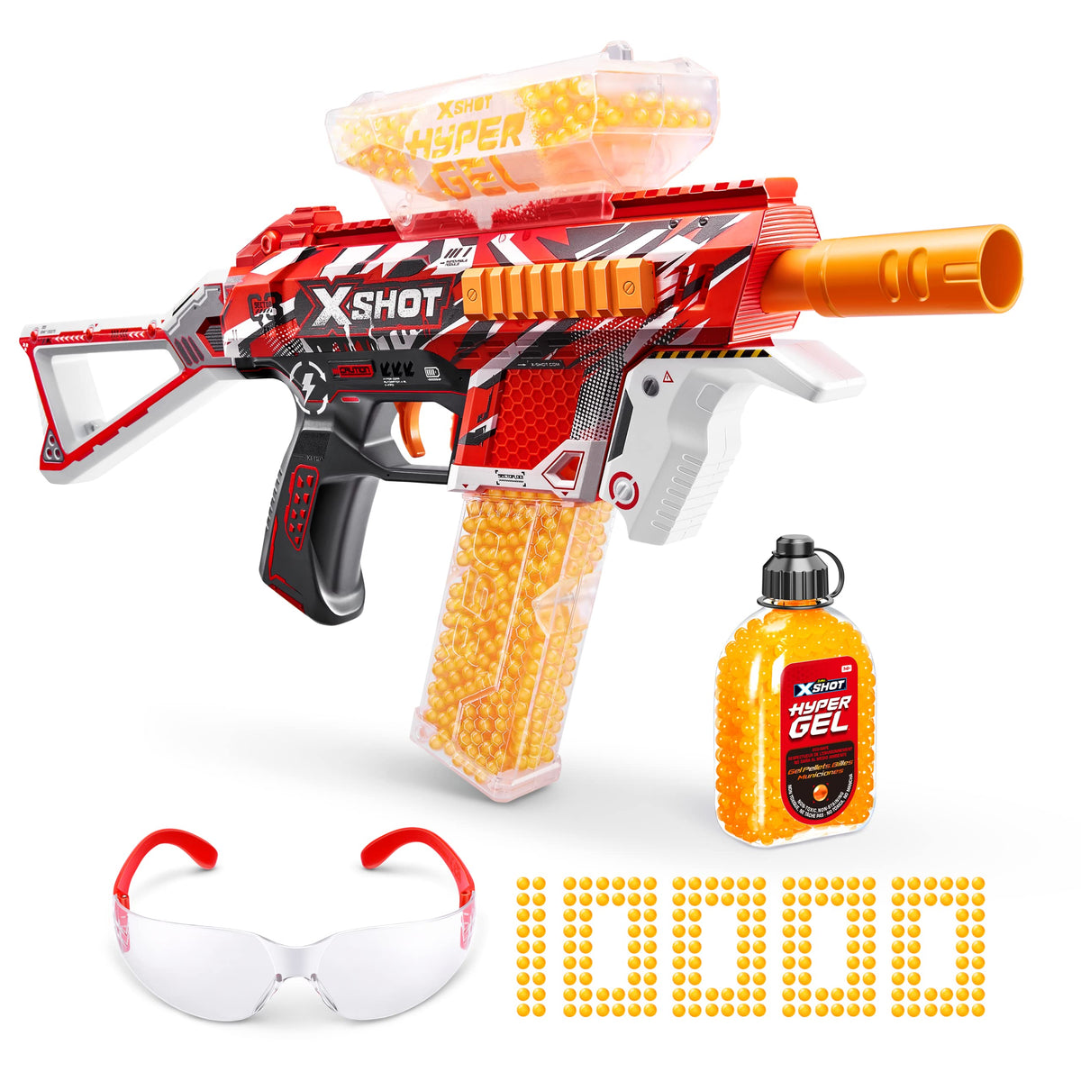 XSHOT Hyper Gel Trace Fire blaster in action for high-speed target practice.