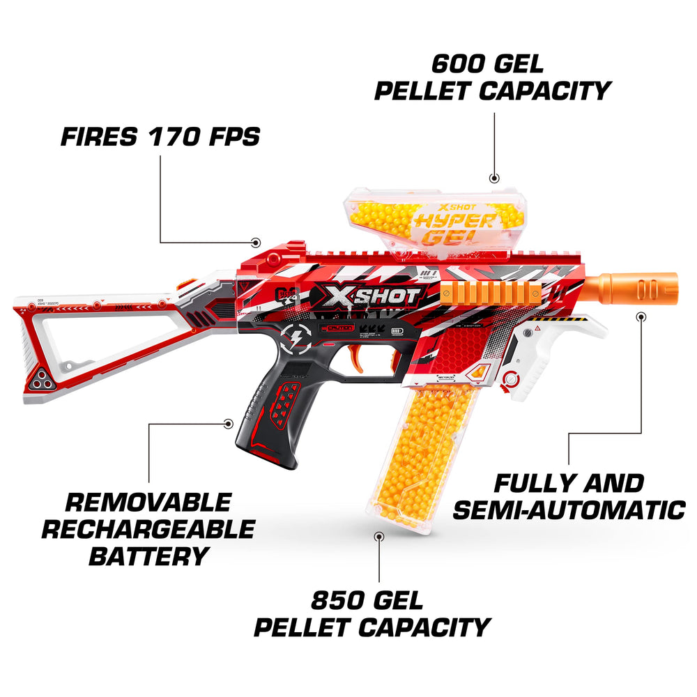 XSHOT Hyper Gel Trace Fire fully automatic mode delivering rapid volleys.