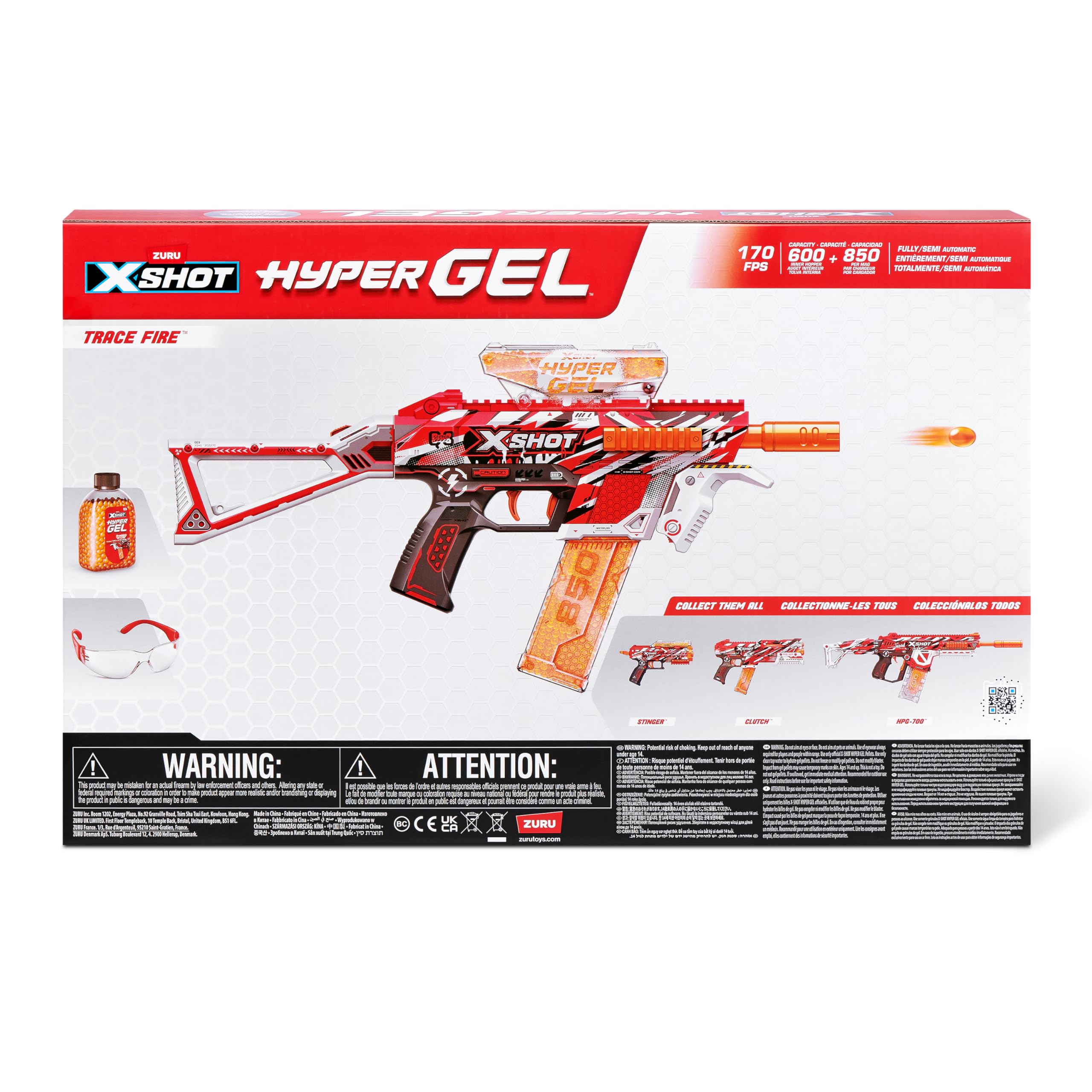 XSHOT Hyper Gel Trace Fire rechargeable battery powers cordless action.