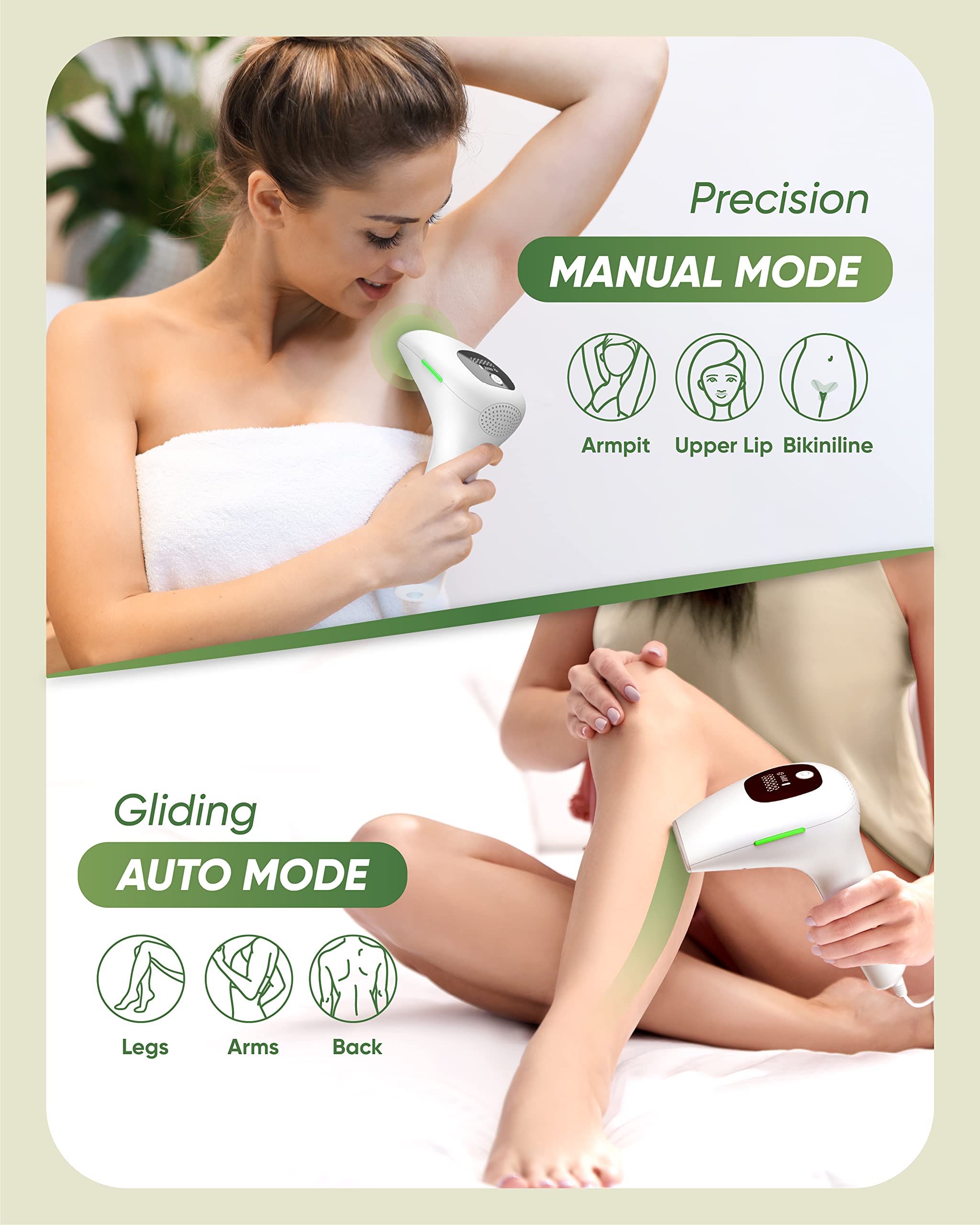 XSOUL IPL auto-mode on leg demonstrates continuous flashes for large areas.