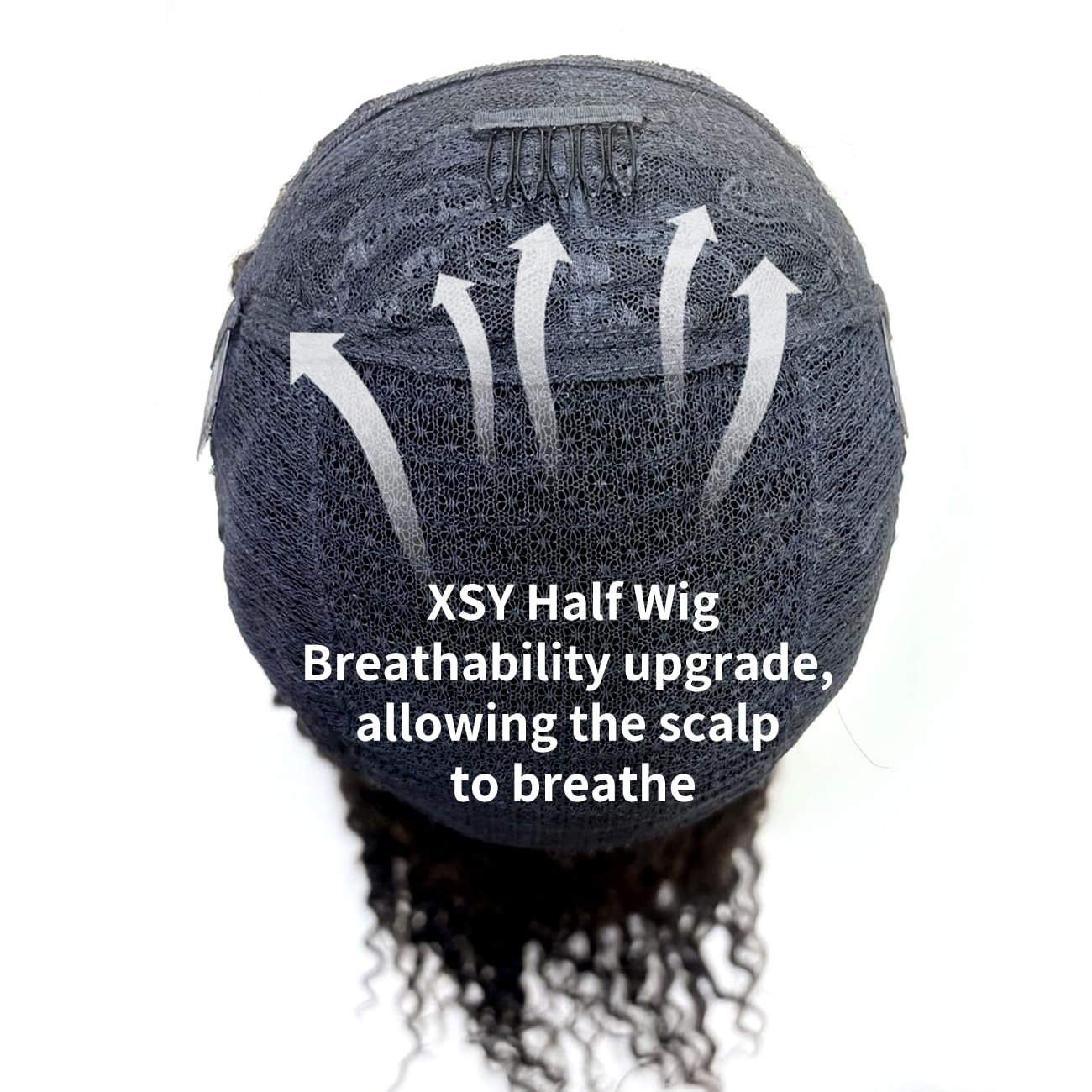 XSY deep wave half wig cap sized 21-22 inch for flexible styling.