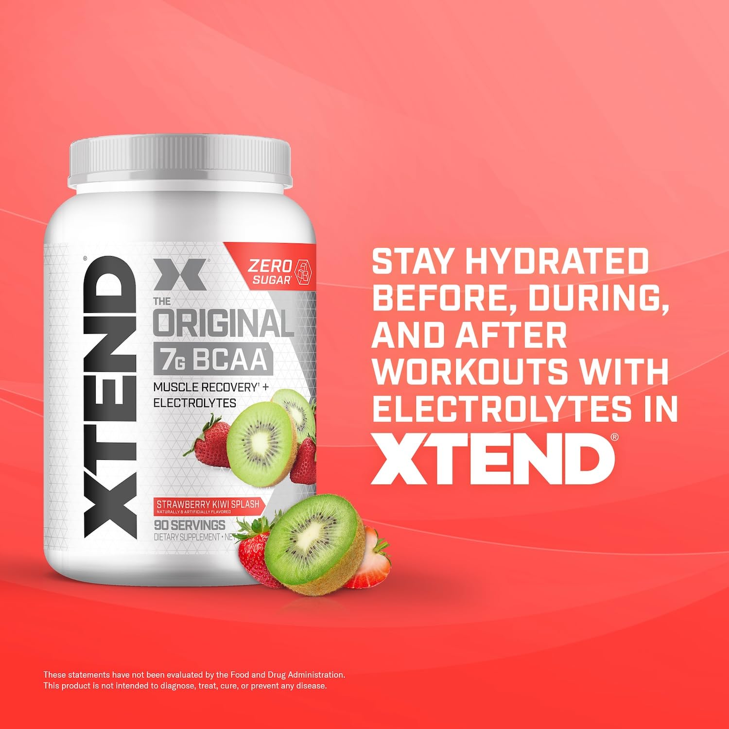 Xtend BCAA nutrition label emphasizes sugar-free formula and clean ingredients.